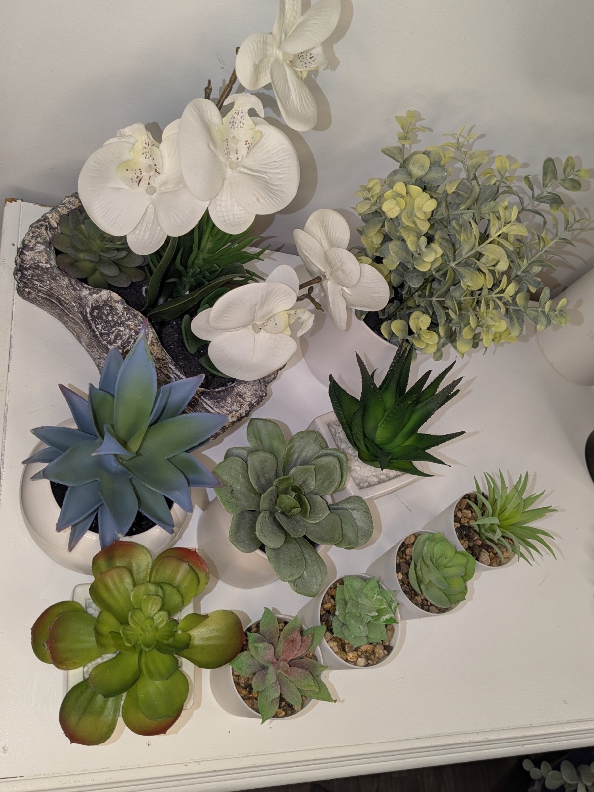 10pc Faux Succulent Plant Lot Artificial Home Office Decor Bundle