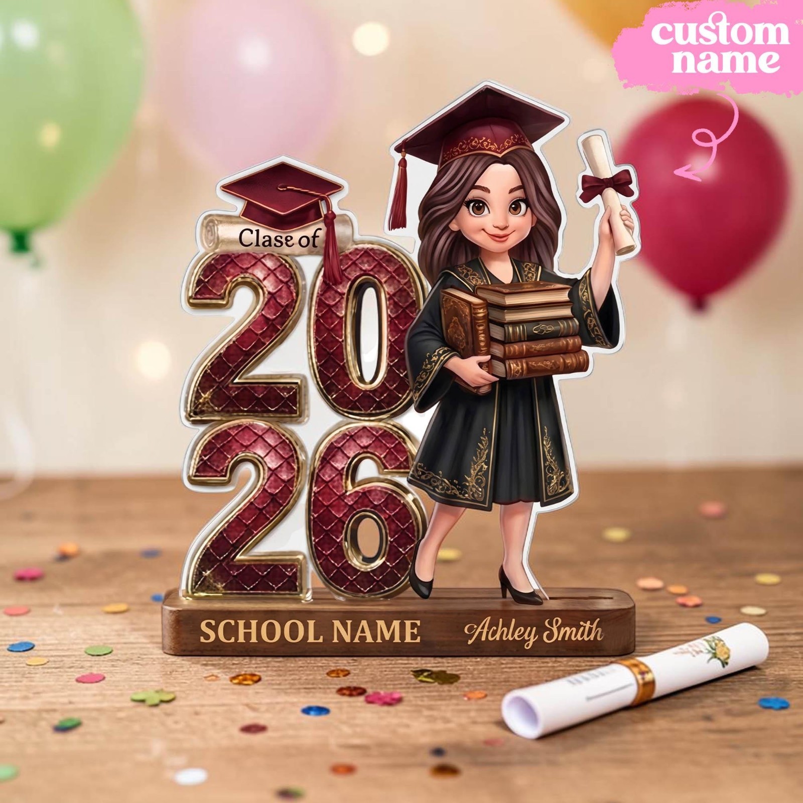 Personalized 2026 Graduation Acrylic Block, Class of 2026 Keepsake, Custom decor