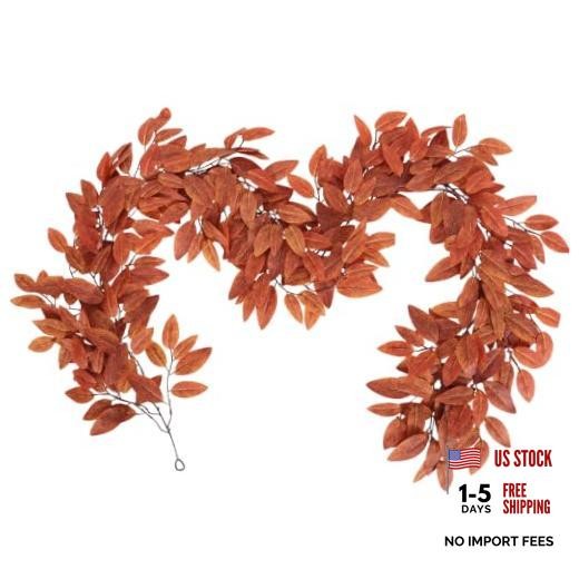 Artificial Eucalyptus Leaves Vine 6Ft Fall Ivy Garland | Fake Vine Orange