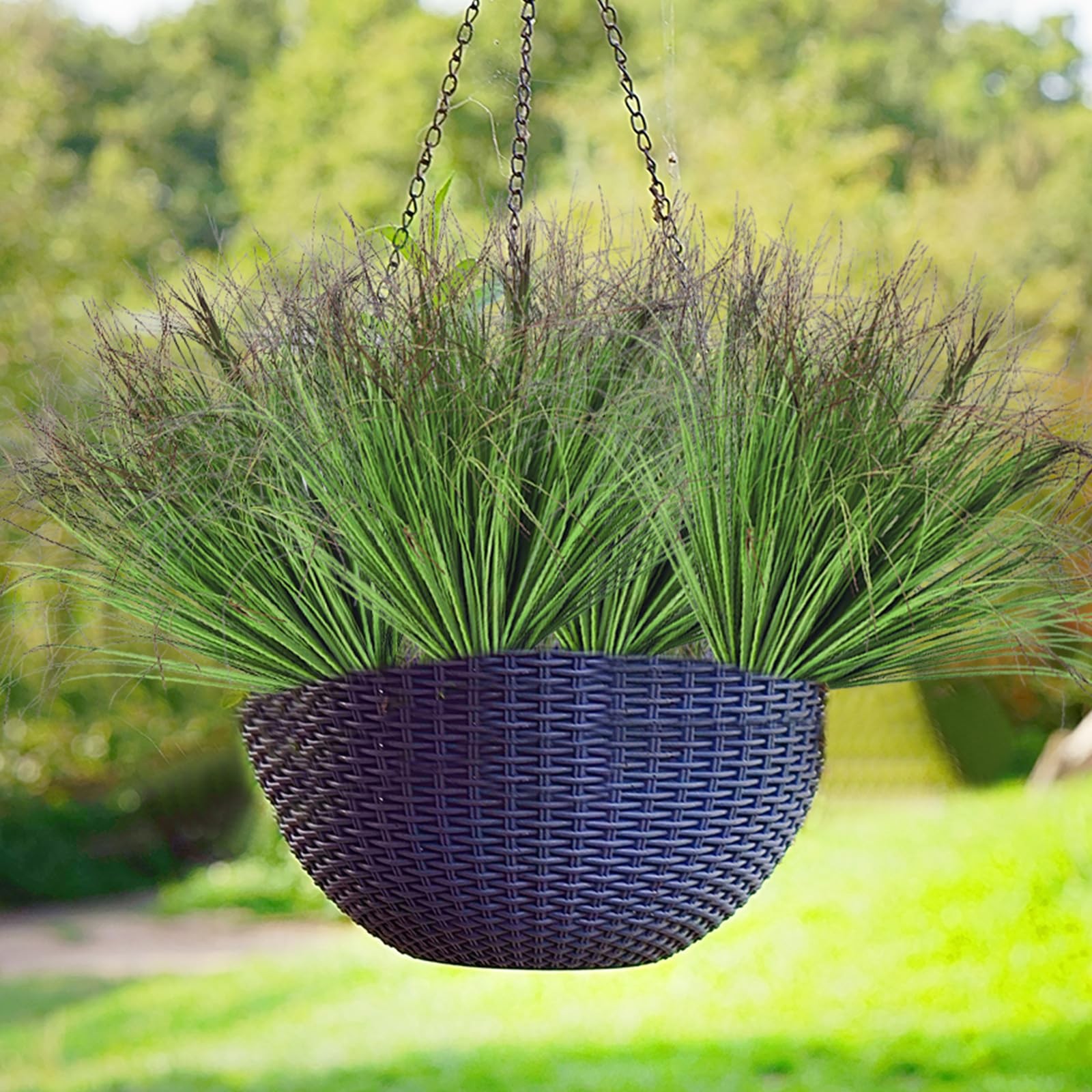 24 Pcs Artificial Fake Grass Plant 18.5 Inch Tall Faux Shrubs Wheat Grass Gre…