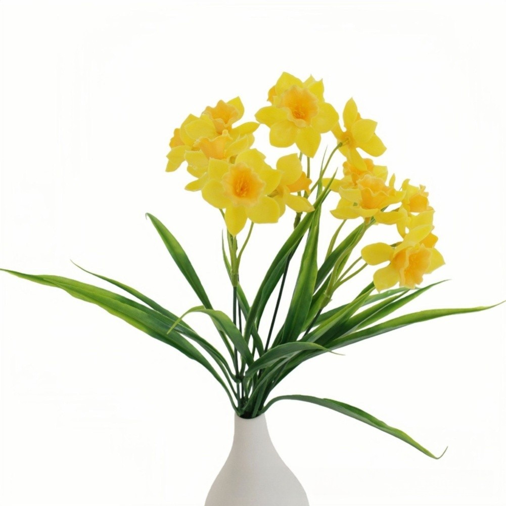 Yellow Artificial Narcissus Bouquet 5PCS 36cm for Photo Prop Home Decor