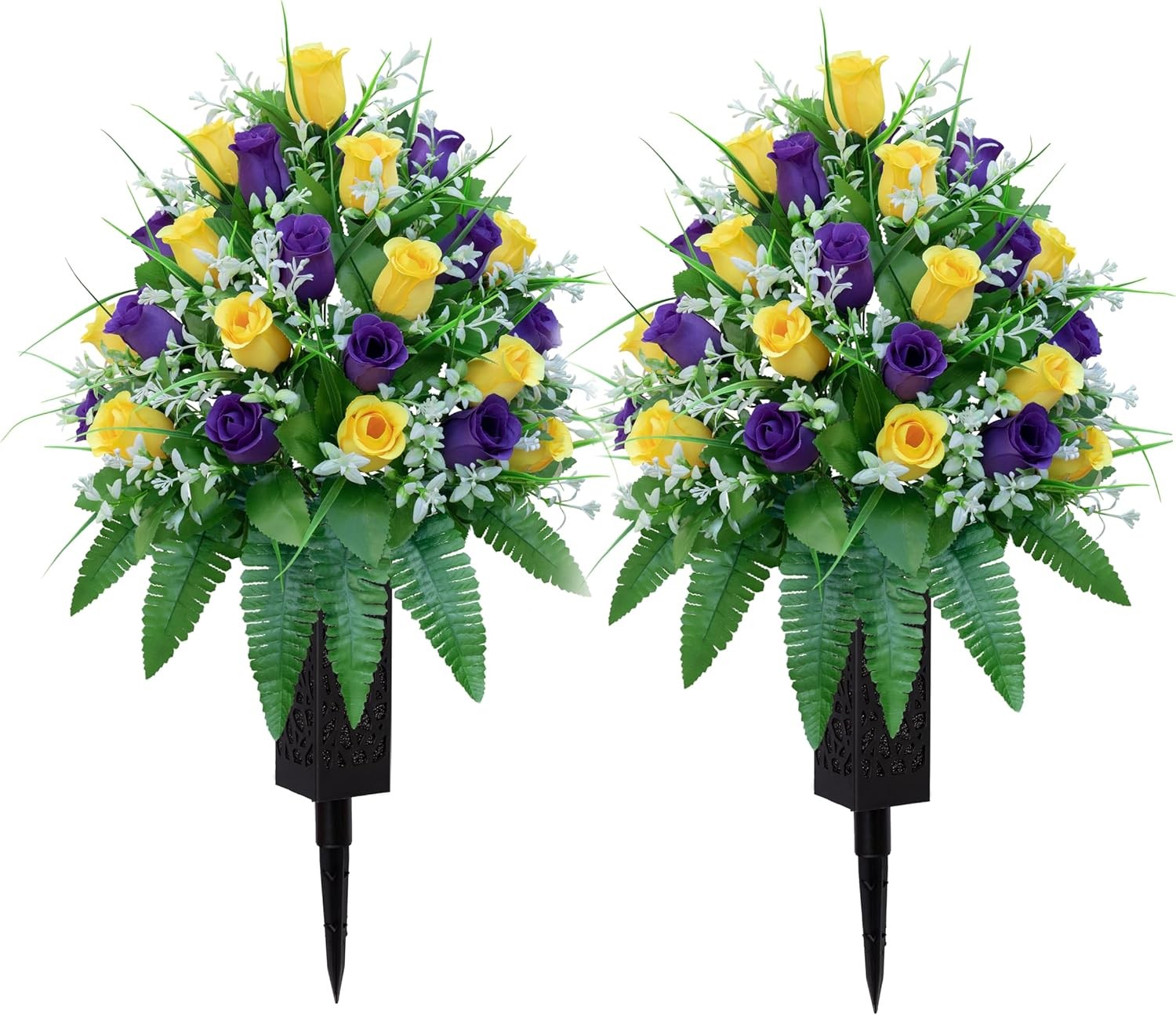 LVXINLI Artificial Cemetery Flowers, Gravesite Decoration Roses, Memorial Bouque