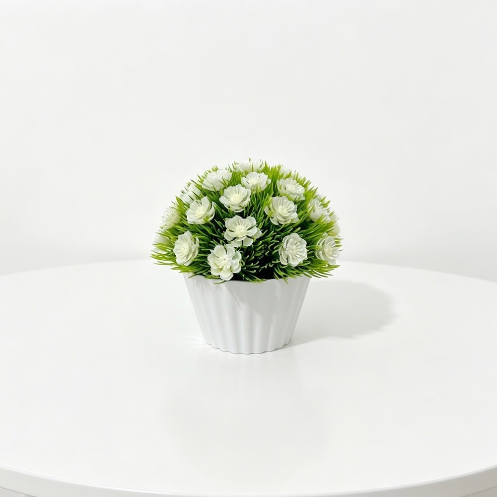 12 cm Tall Artificial Phalaenopsis Orchid in Round Pot for Indoor Decor