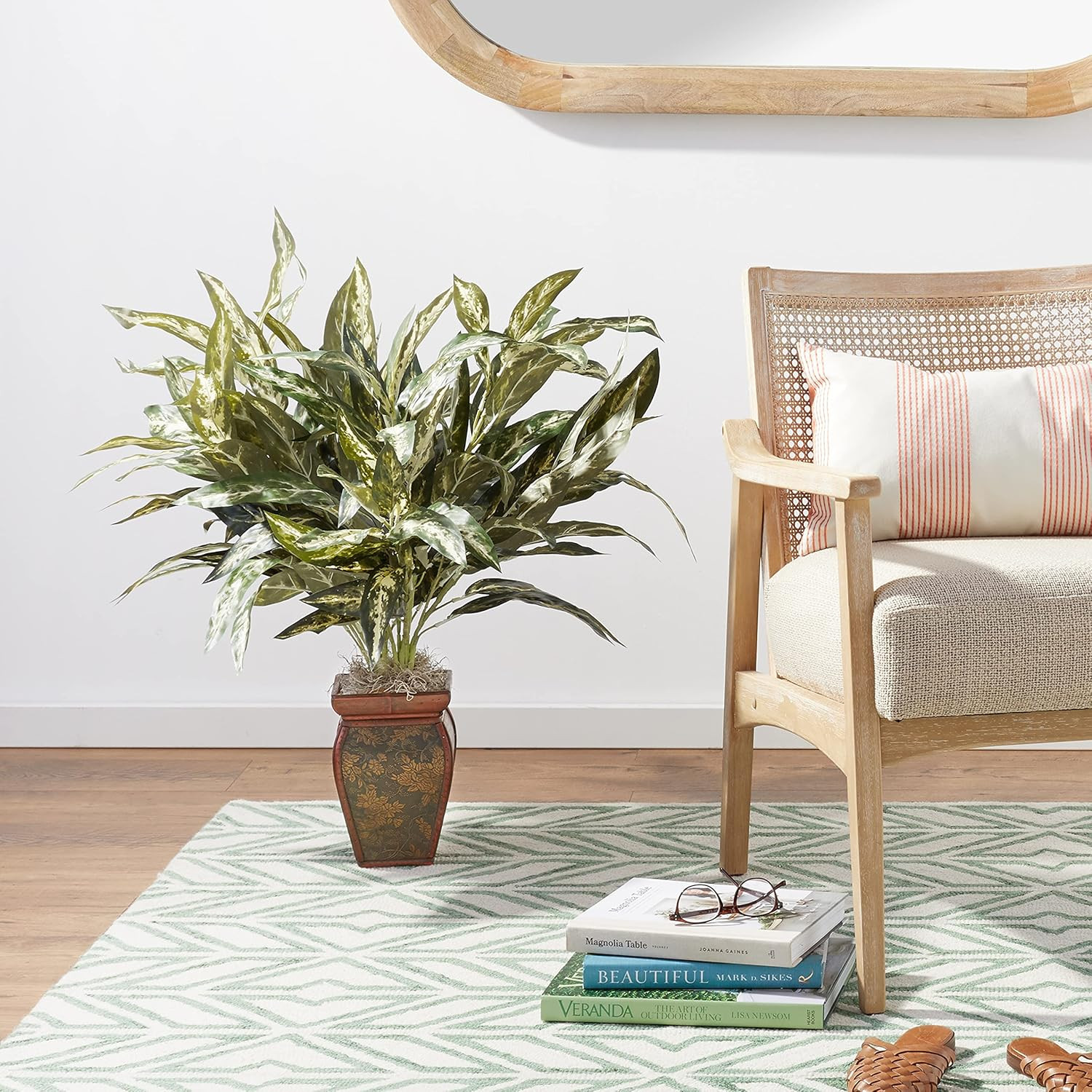 Aglaonema with Decorative Vase Silk Plant