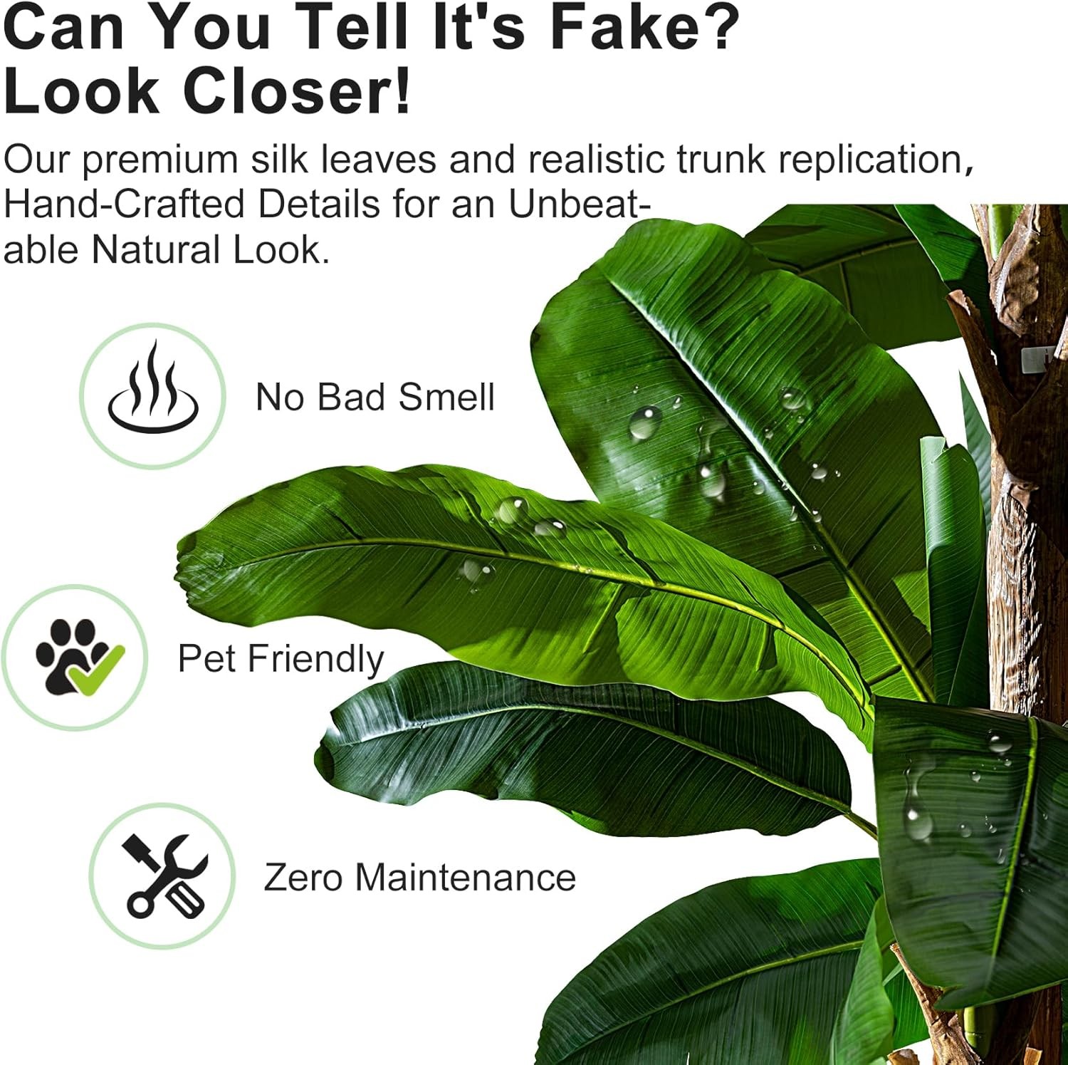 9FT Artificial Banana Tree Tall Fake Banana Leaf Plant Faux Banana Silk Tree Fau