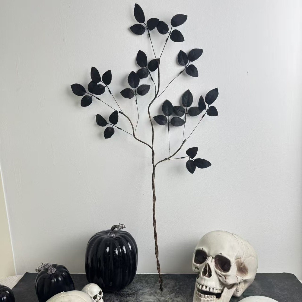 Black Artificial Leaves 70cm 75cm with Withered Branches for Halloween Styling