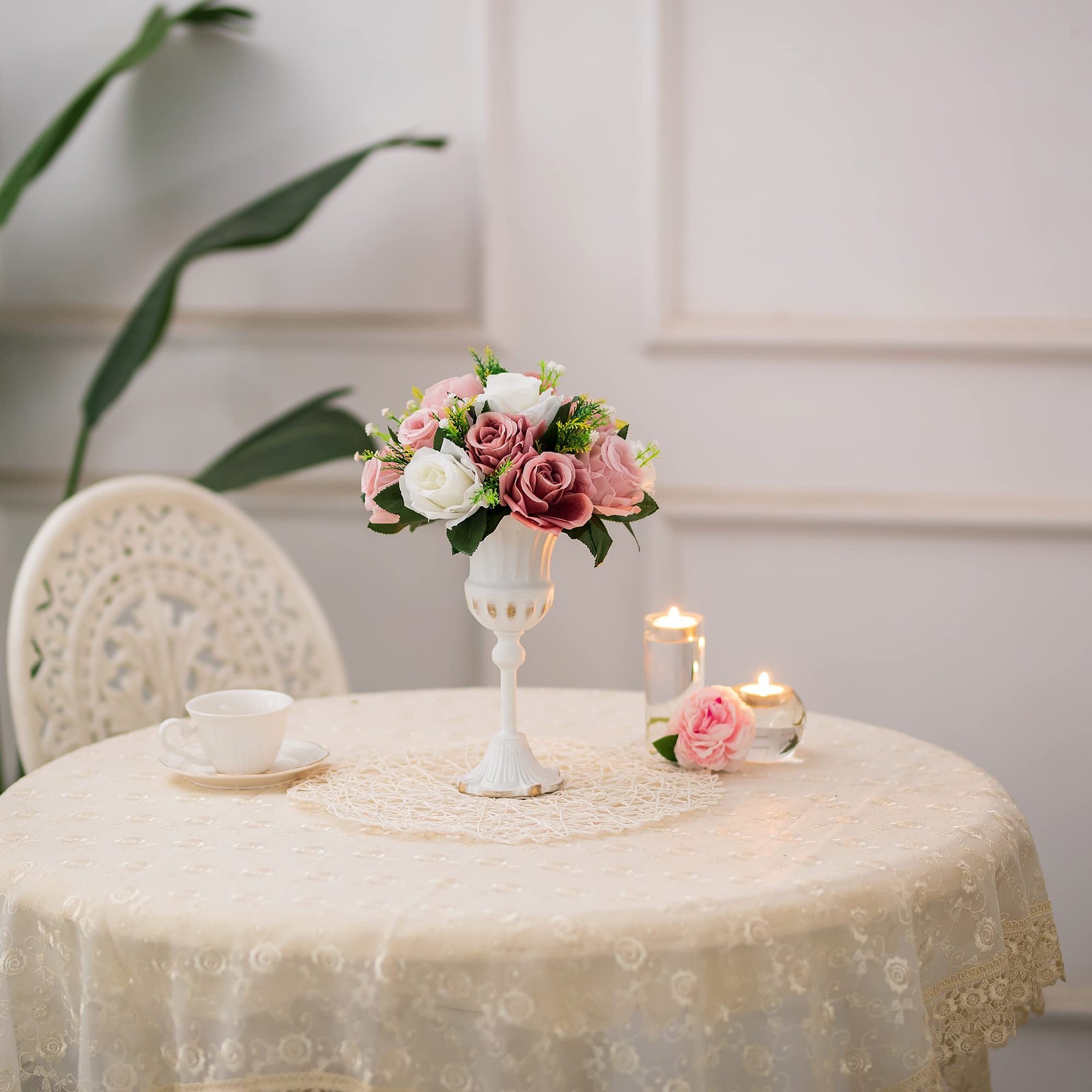 2 PCS Dusty Rose Pink Artificial Flowers Balls Table Centerpieces Silk Decor