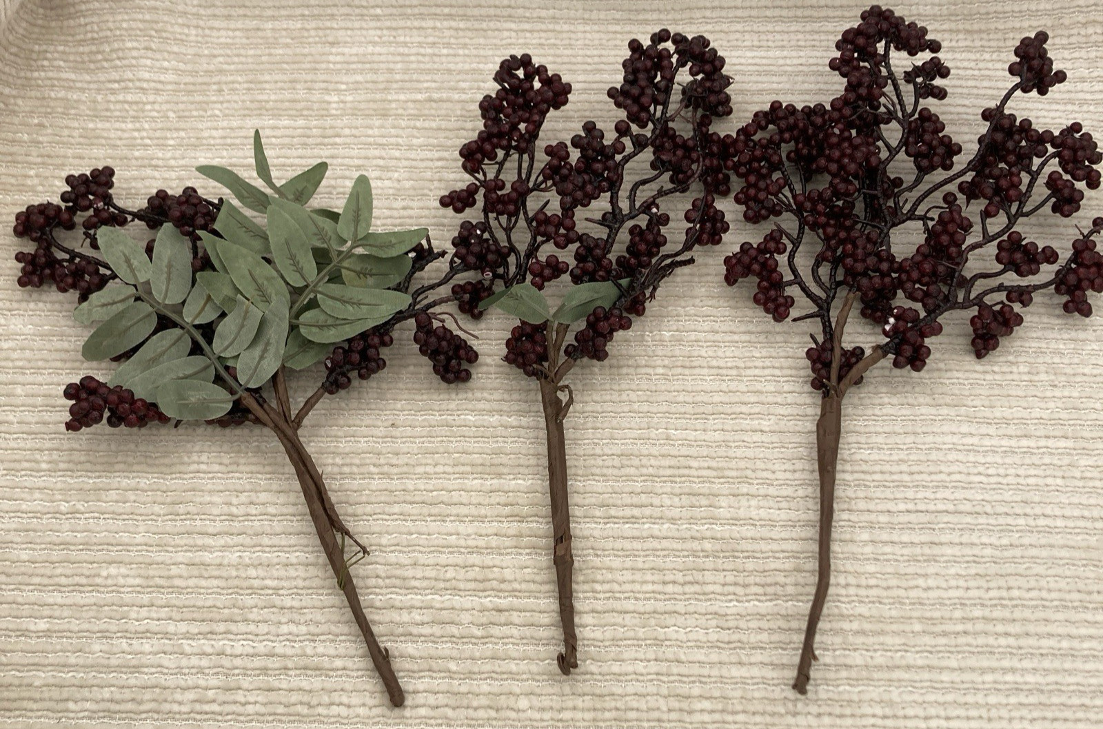 3 Artificial Faux Berries Stems For Crafts Floral Decor DIY Arrangements