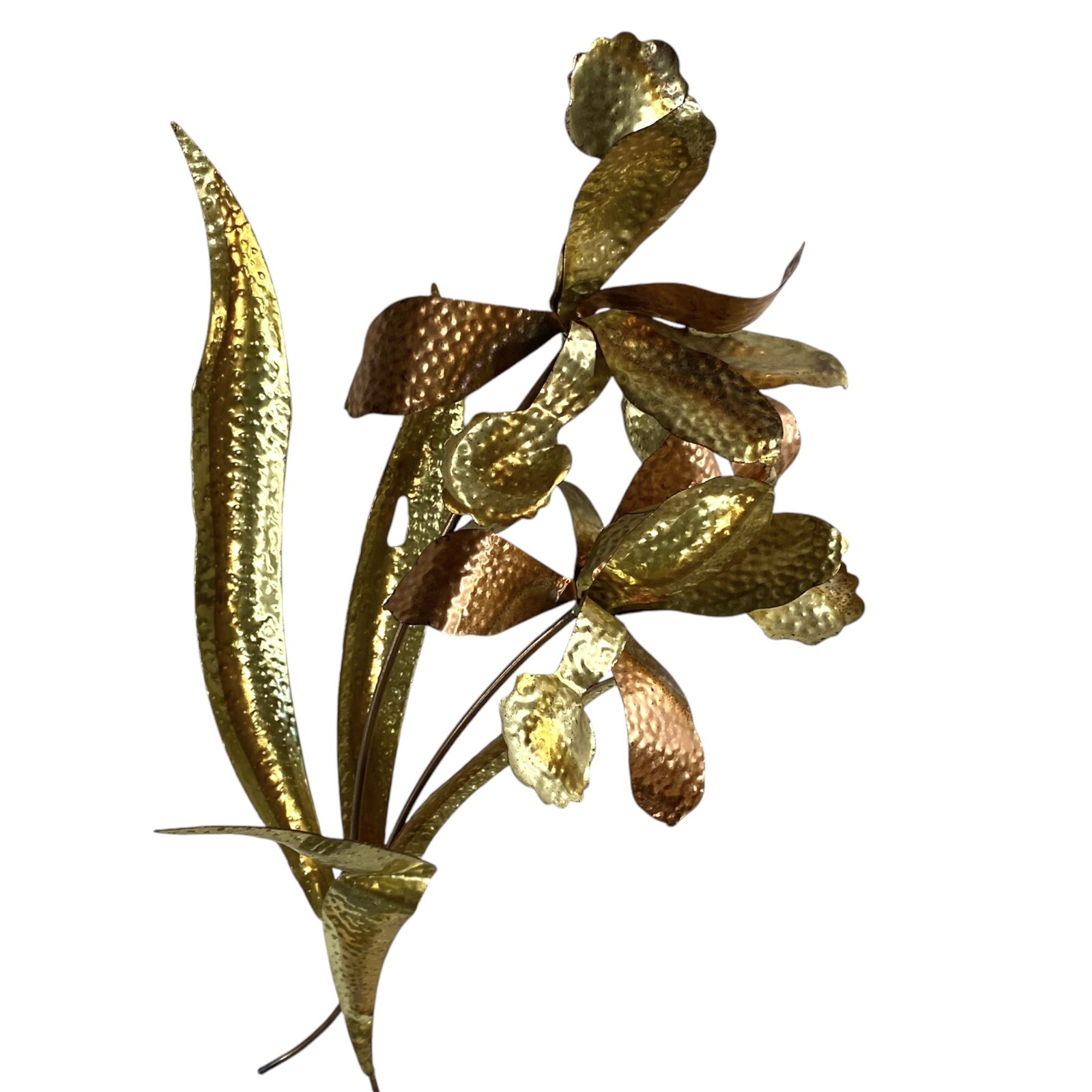 Metal Flower Wall Hanging Sculpture Vtg Home Decor MCM Retro Floral 3D Iris