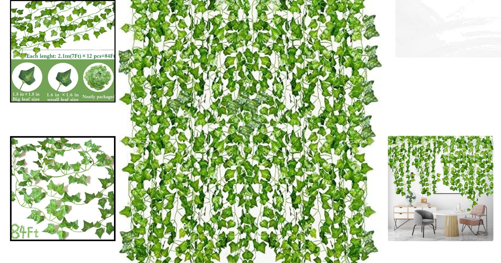 Versatile Artificial Ivy Garland – 12 Strands, 84 Feet for Weddings & Home Decor