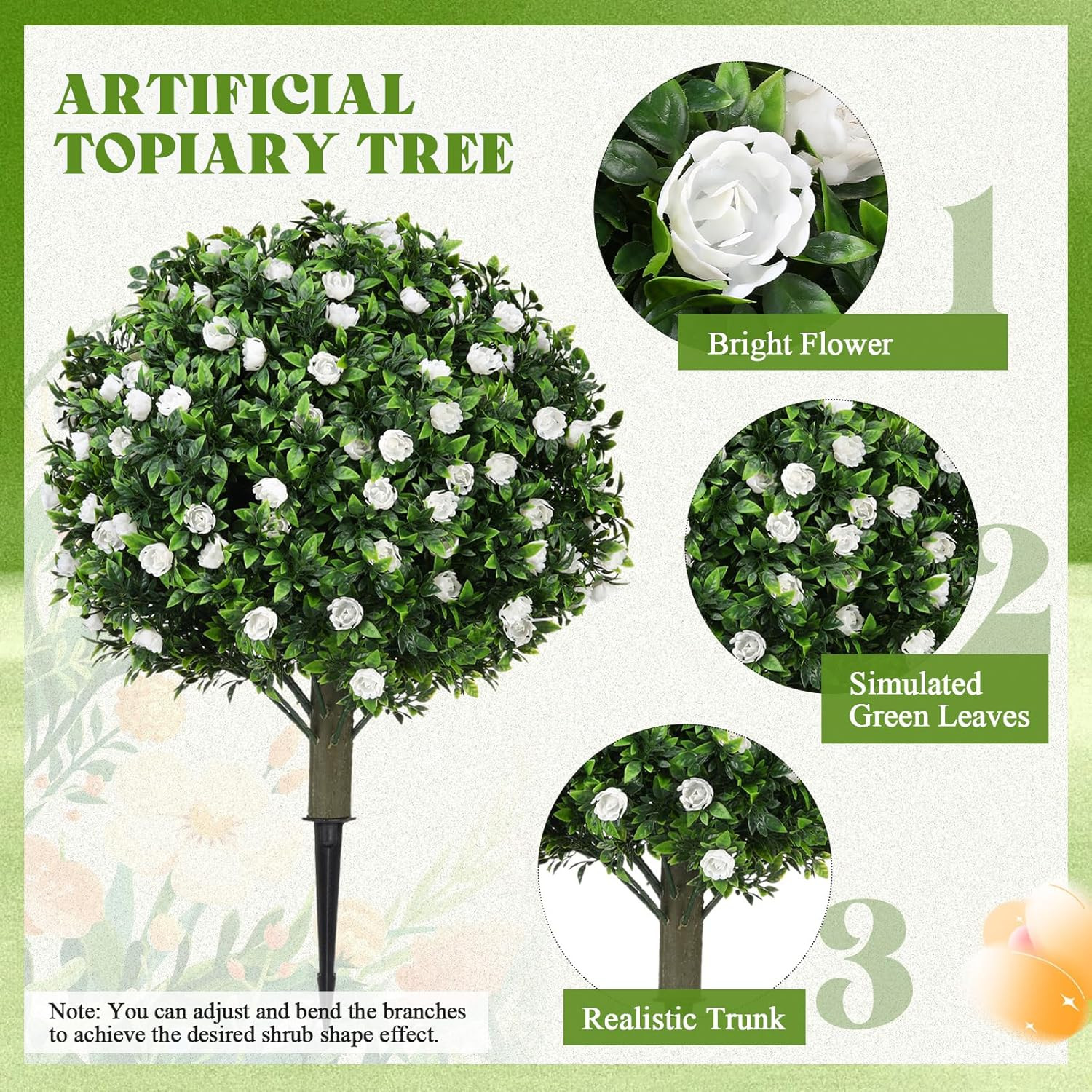 Set of 4 UV Resistant 24″ Faux Topiary Ball Trees for Outdoor Decor