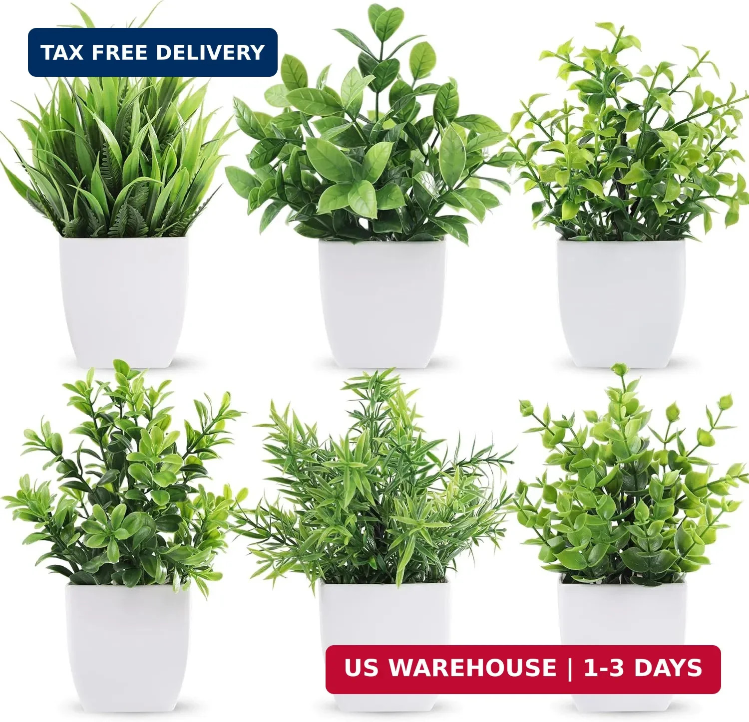 Der Rose 6 Pack Small Fake Plants Artificial Plants in Pots for Home Bthroom Bed
