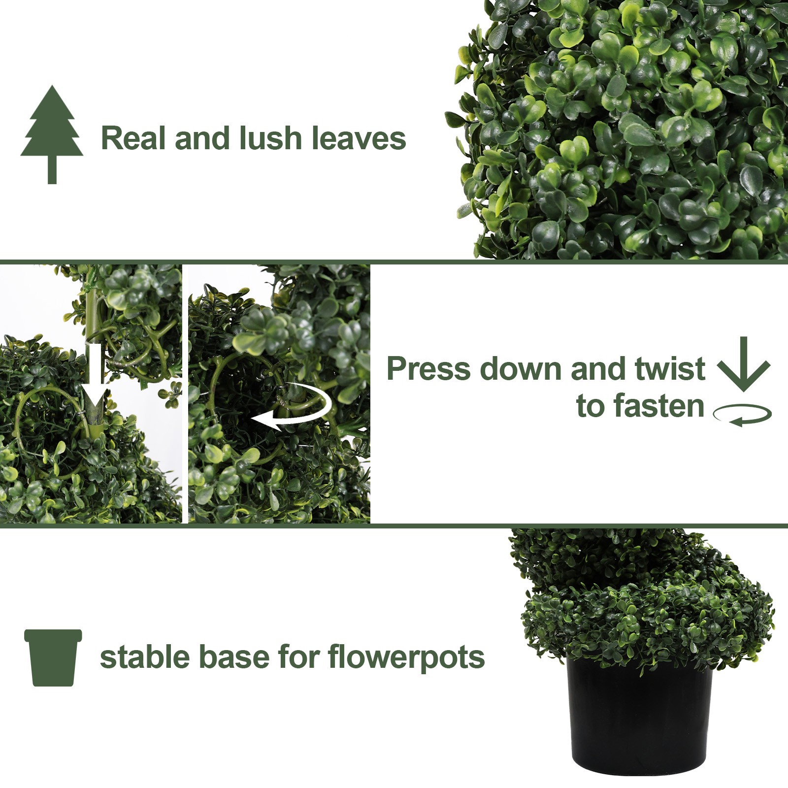 1* 7FT Artificial Faux Boxwood Plants Spiral Topiary Trees Twisted Potted Trees