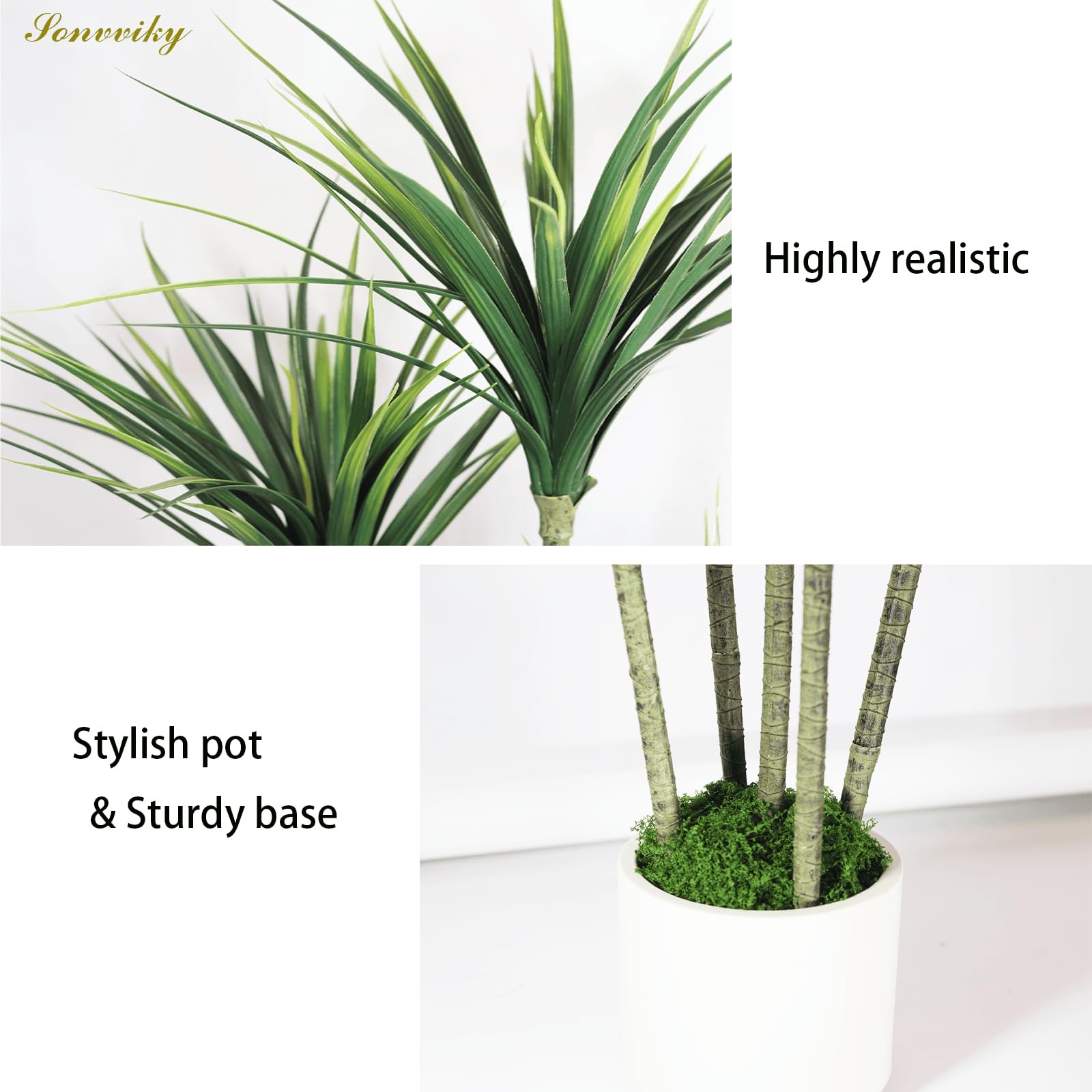 Dracaena Artificial Plant (Dragon Tree) – 5FT Artificial Plants Indoor with R…