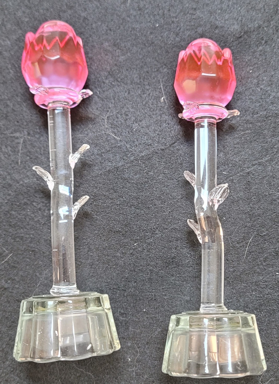 New, glass, pink rose, color changing sculpture.