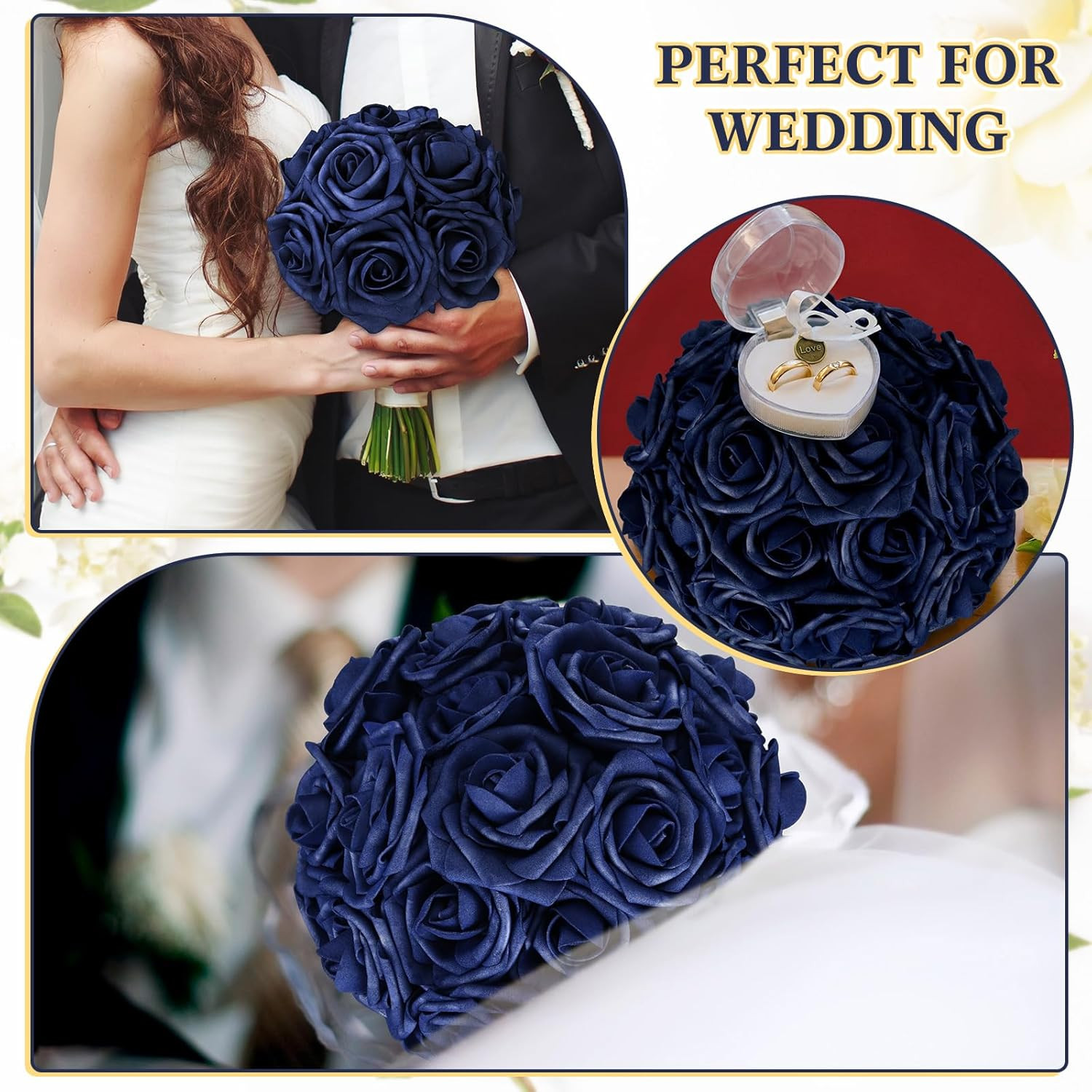 200 Pack Navy Blue Foam Roses for DIY Weddings & Home Decor