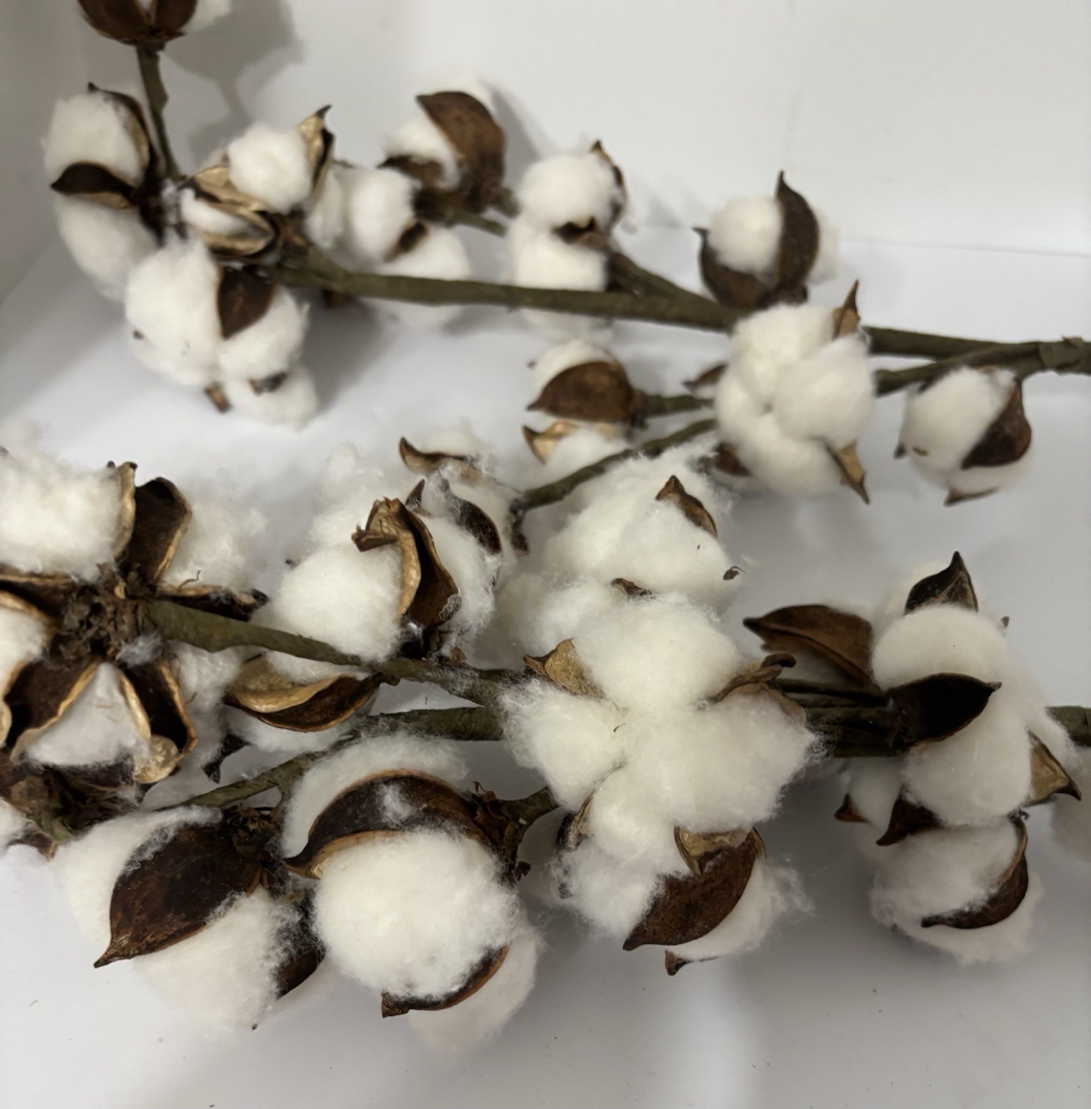 6 STEMS ARTIFICIAL COTTON FLORAL ARRANGEMENT DESIGN FLOWERS CRAFT SUPPLIES