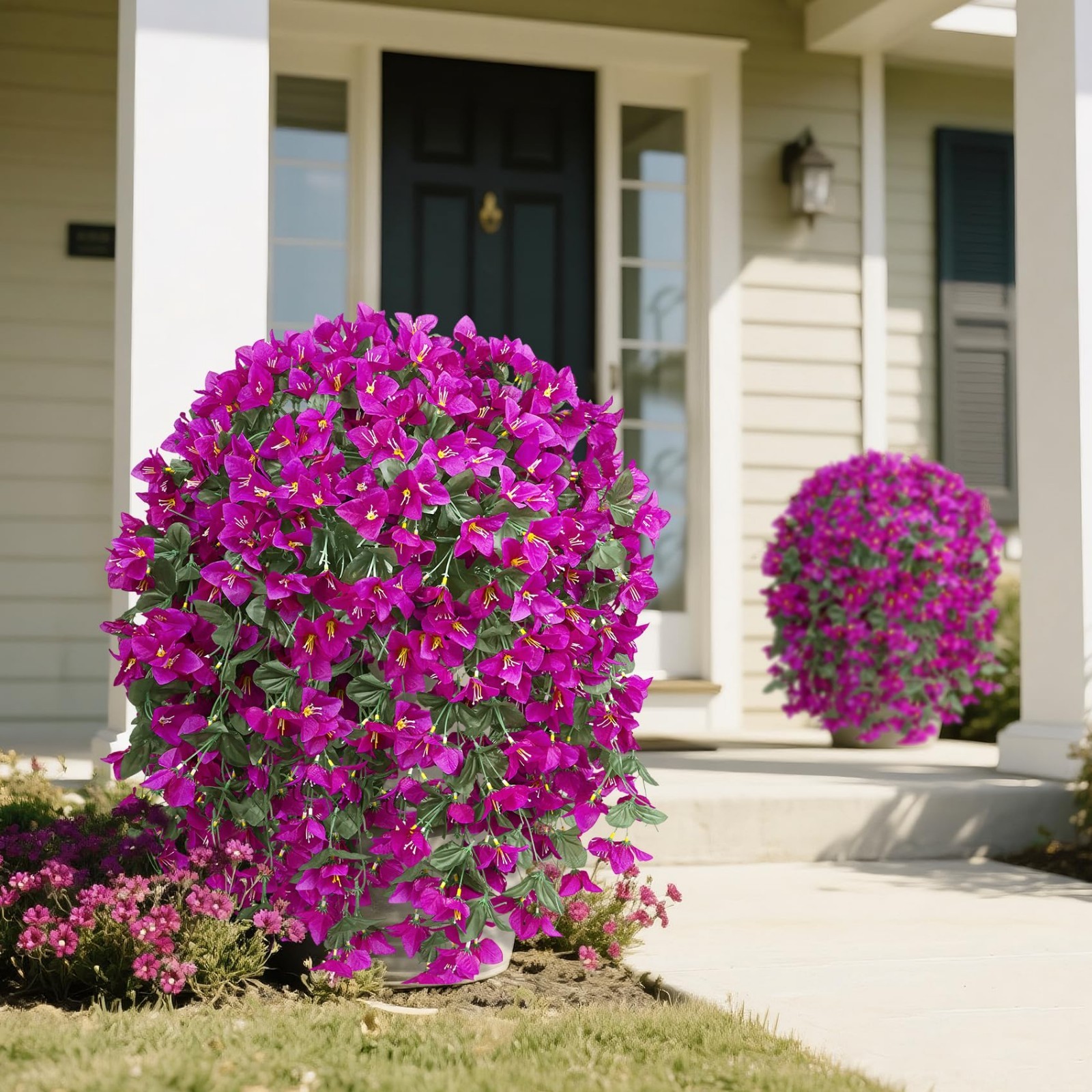 3 pcs Bougainvillea Hanging Flower Basket Artificial Silk Outdoor Porch Decor