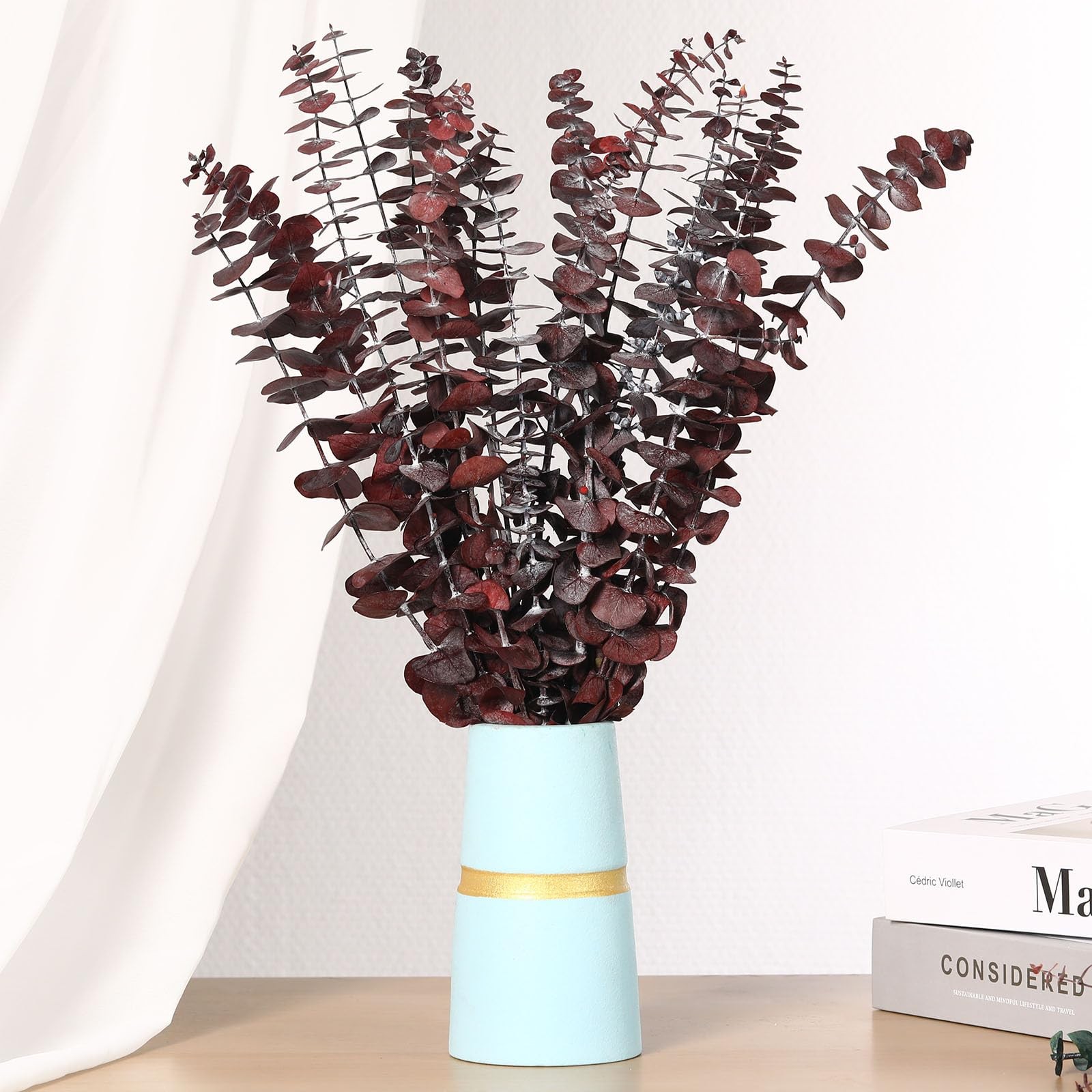 20 Pcs Dried Eucalyptus Stems, 17” Natural Real Live Red Eucalyptus Leaves B…