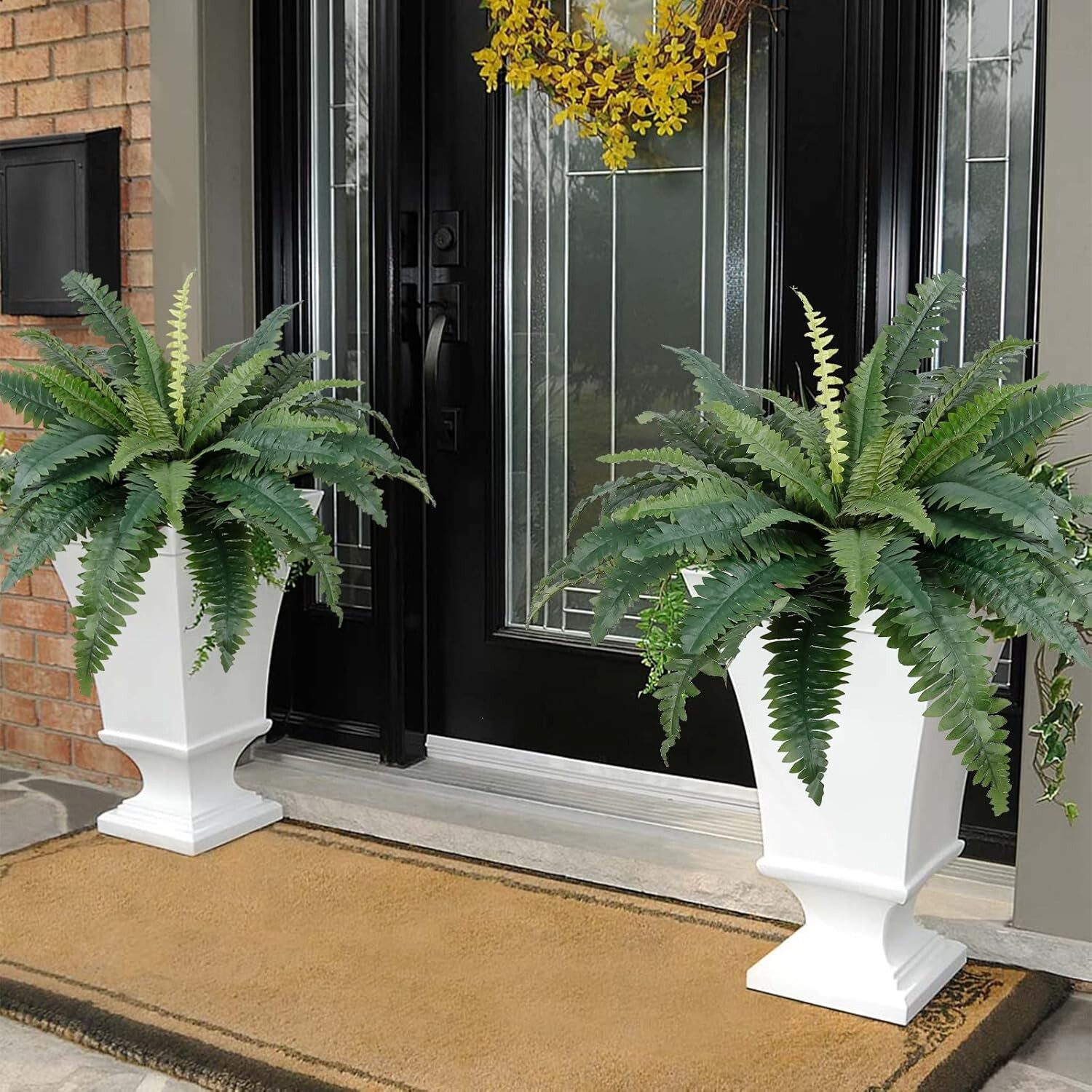 2-Pack Large Fake Fern Bouquets for Outdoor Use – 30-Inch Wide – Ships Fast & Fr
