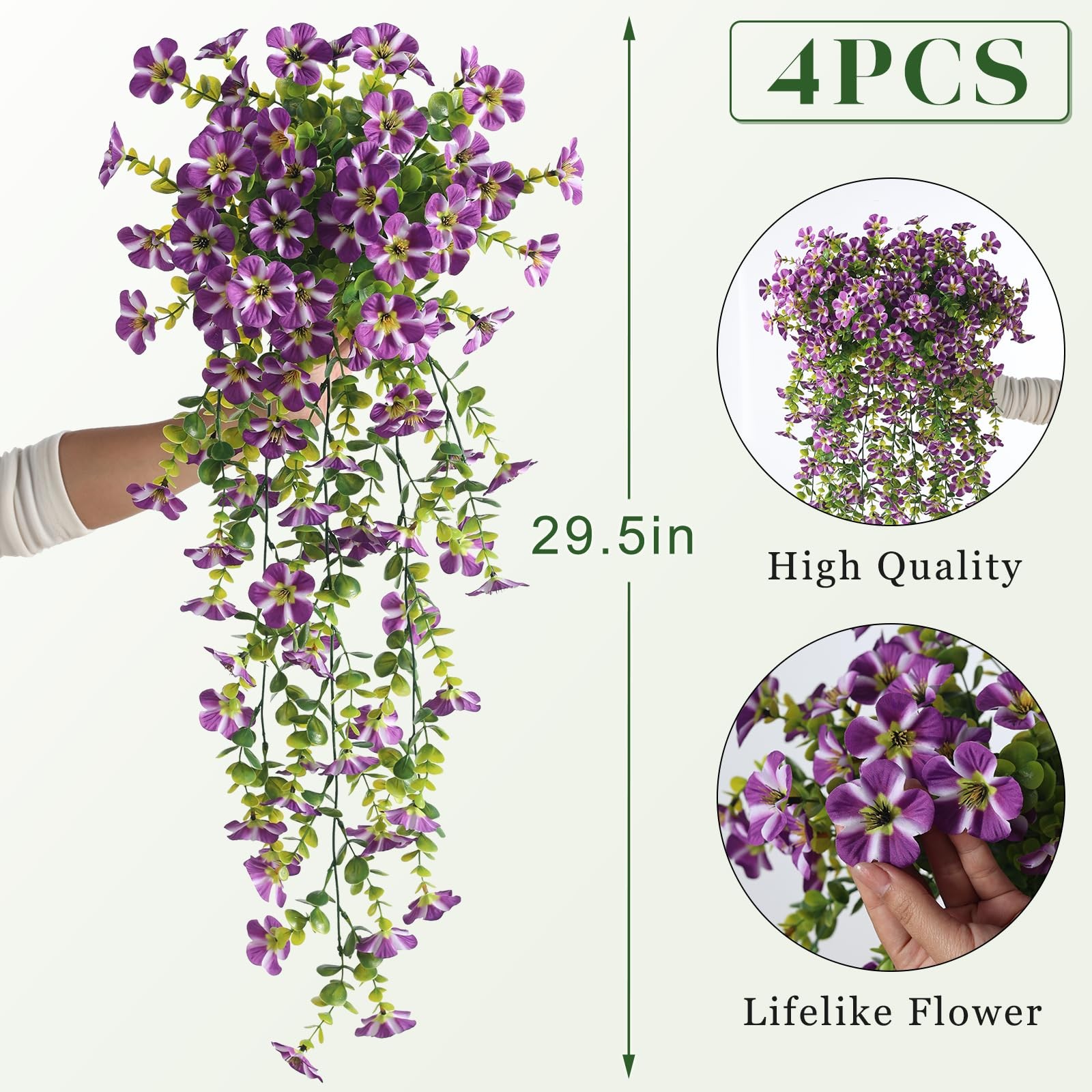 4 Bundles Artificial Hanging Morning Glory Flowers for Outdoor, Realistic Han…