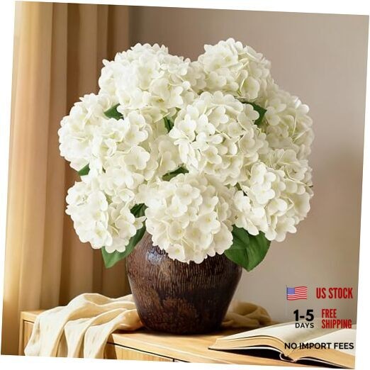 A Bunch 21in Real Touch Hydrangea Artificial Flowers with 5pcs 1 Bunch White