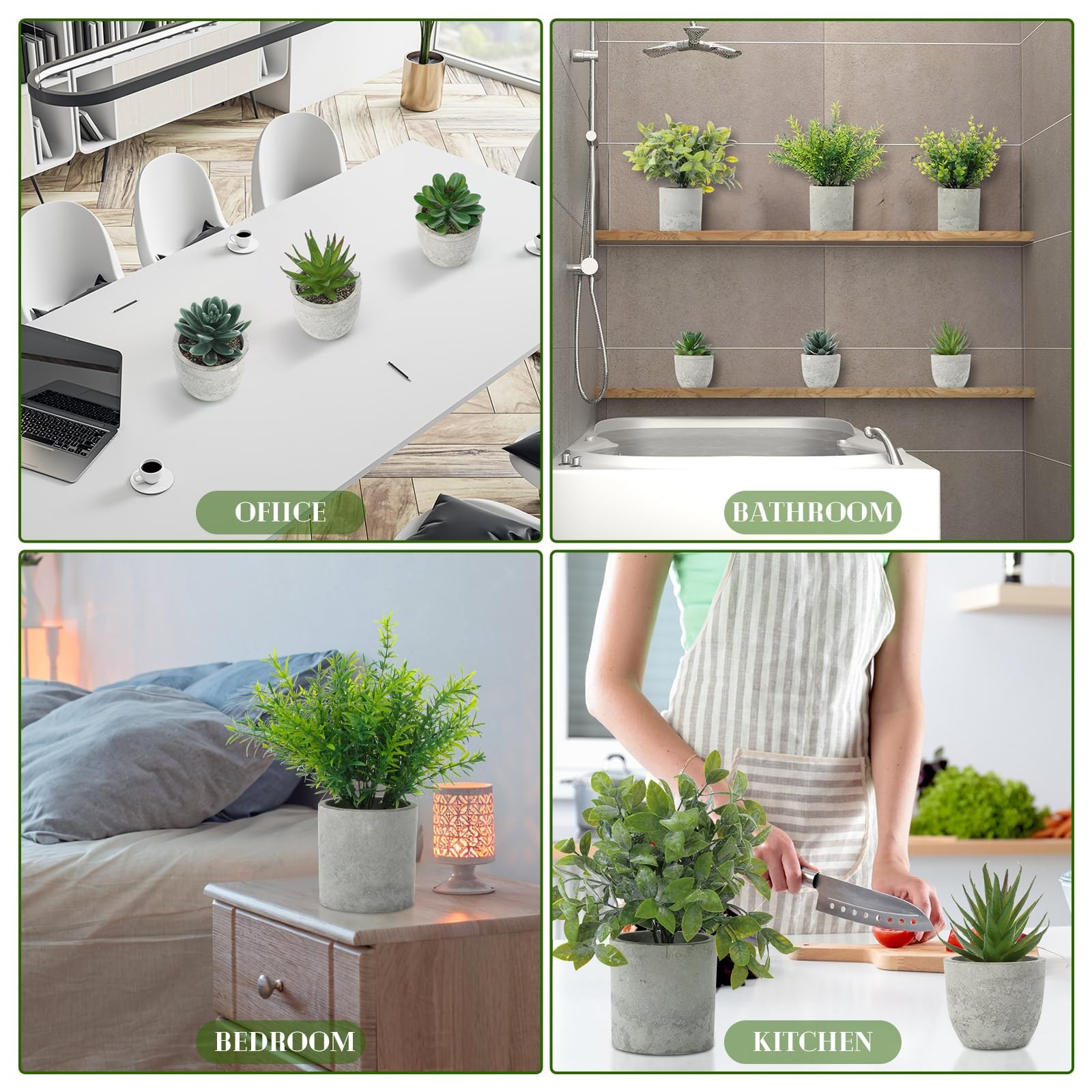 6-Pack Small Fake Plants Eucalyptus Rosemary Succulents for Home Decor