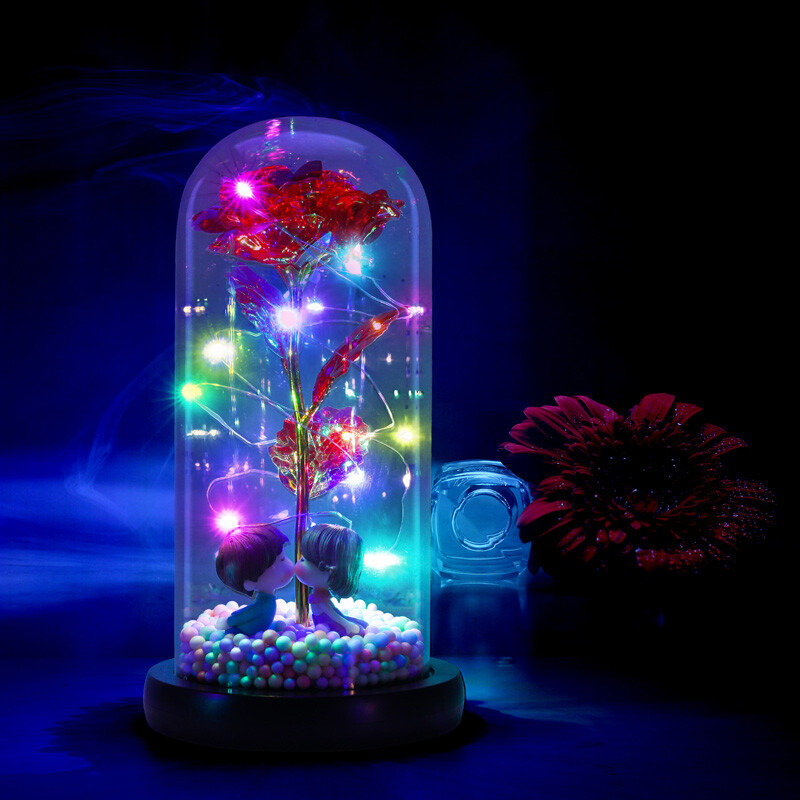 Eternal Forever Galaxy Rose Flower In Glass Dome LED Light Valentine’s Day Gift