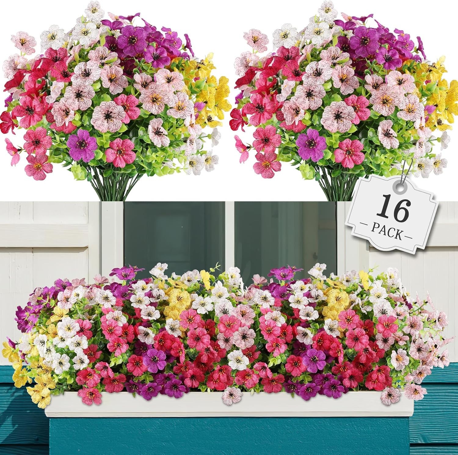 Realistic Eucalyptus Artificial Flowers – 16 Bundles for Indoor/Outdoor Elegance