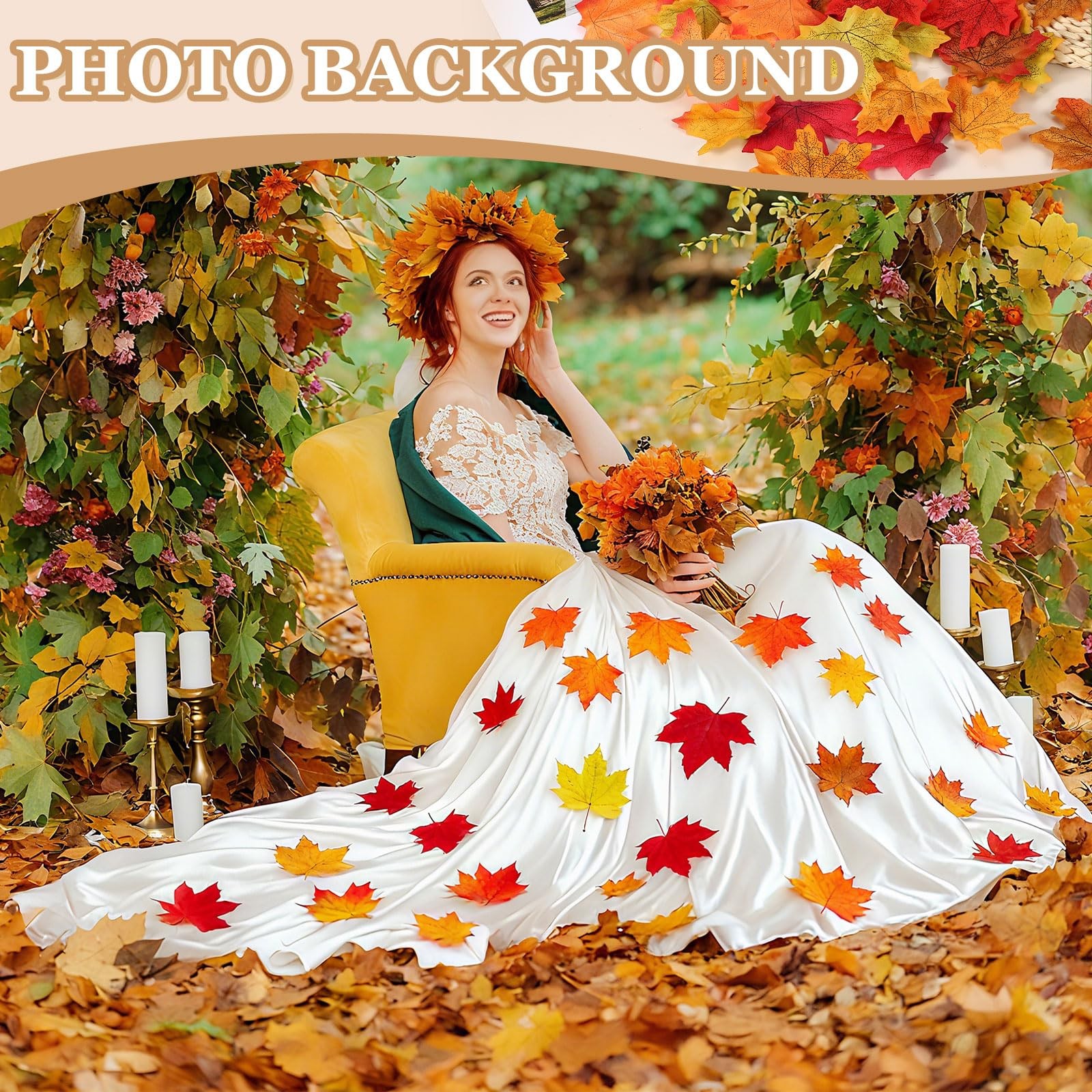 400Pcs Fall Leaves 3.3 Inch Colored Mixed Fake Leaves Artificial Maple Leaf D…