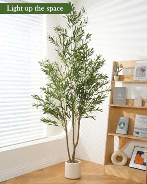 Olive Tree 7FT Fake Tree Faux Plants Indoor with Pot Artificial Tree 7ft 1in
