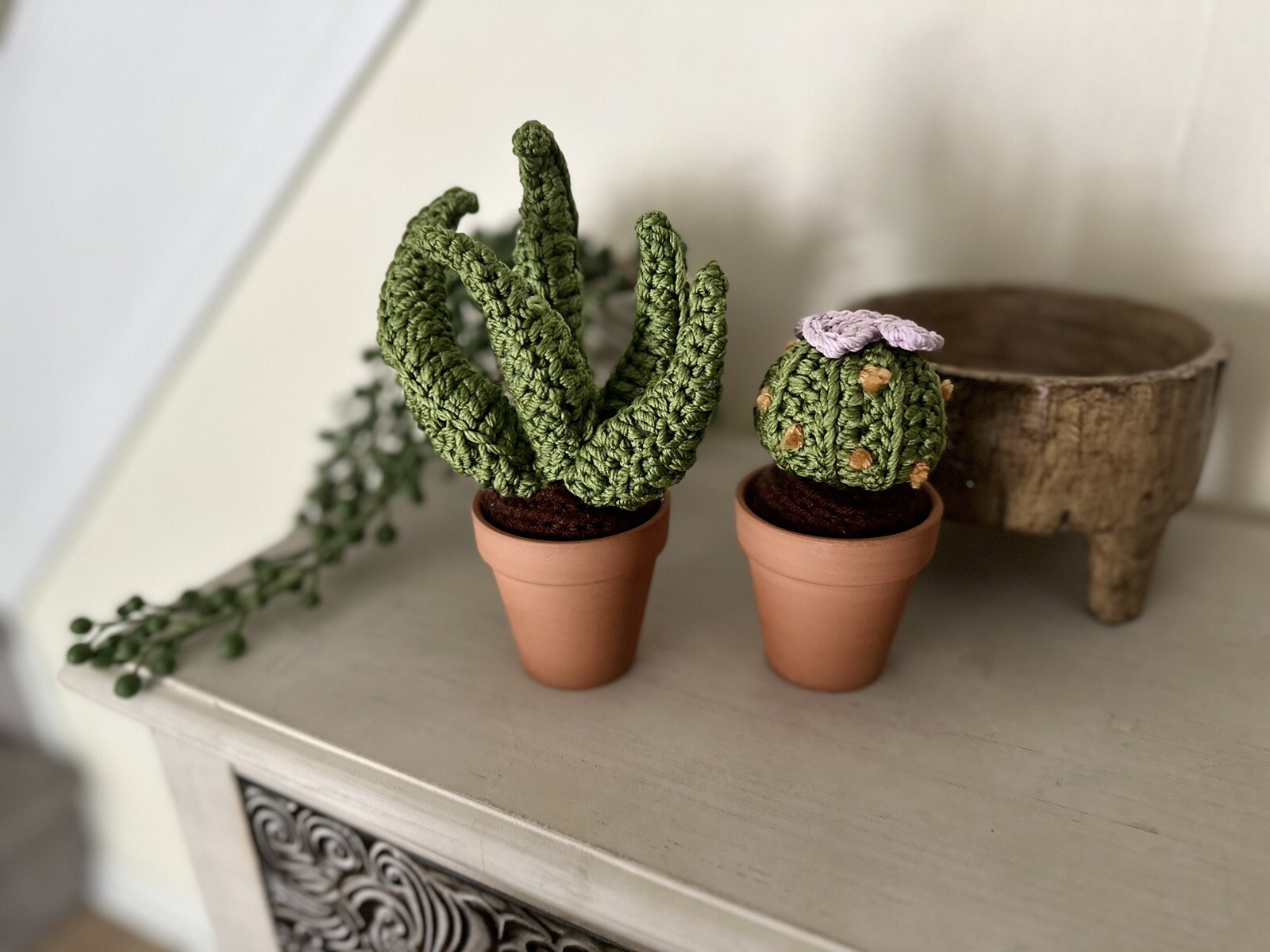 Handmade Crochet Cactus with Flower Decor With Terracotta Pot