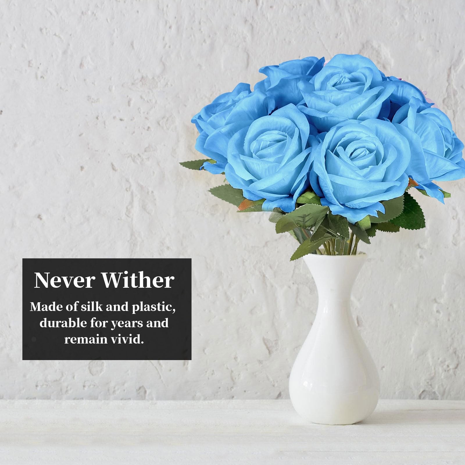 10 PCS Artificial Roses with Long Stems Silk Flowers Realistic Foam Flowers F…