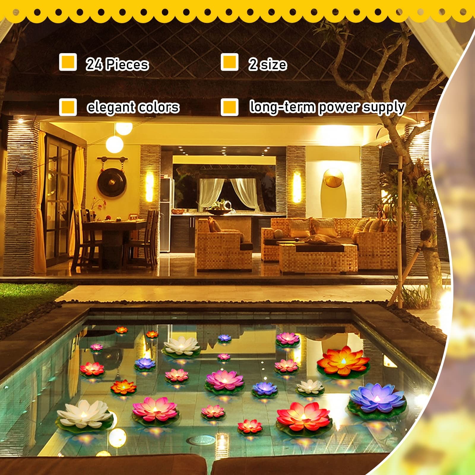 Liliful Floating Lights Lotus Floating Lanterns Artificial Lily Pads with LED…