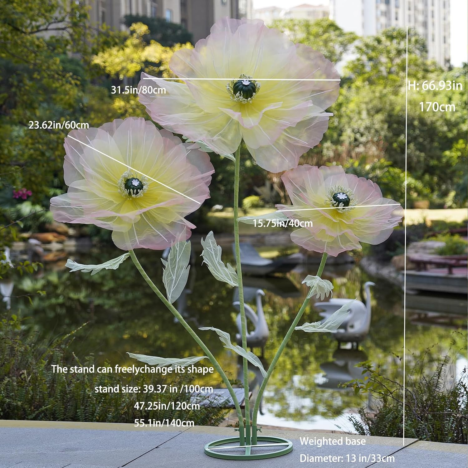 Giant Artificial Flowers for Decoration with Stand,Extra-Large Gradient Yellow t