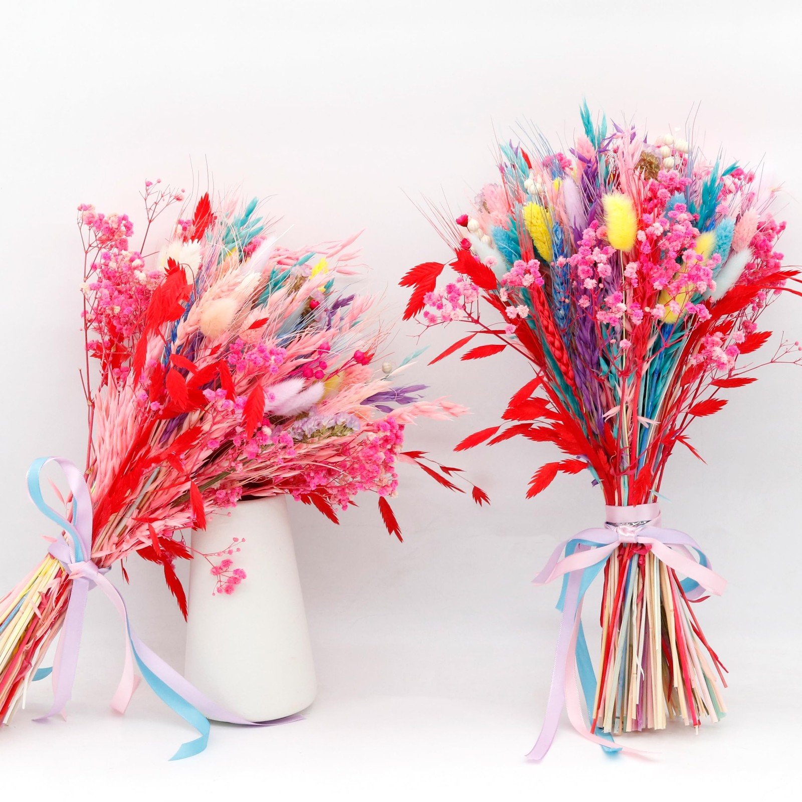 119 PCS Pink Pampas Grass Dried Flowers Bouquet Preserved Fall Home Vase