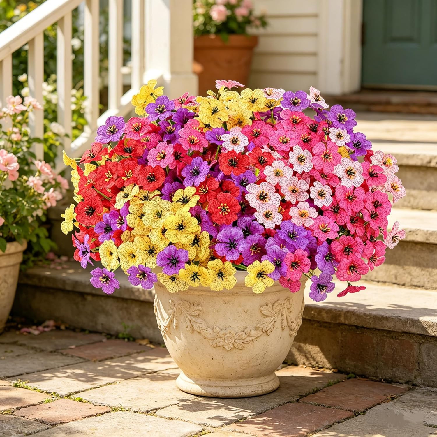 20 Bundles Artificial Flowers for Outdoors, UV Resistant Fake Flowers No Fade, F