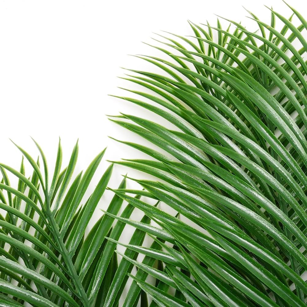 12pcs Artificial Palm Leaves Faux Fake Palm Fronds Plant Artificial Tropical Pla