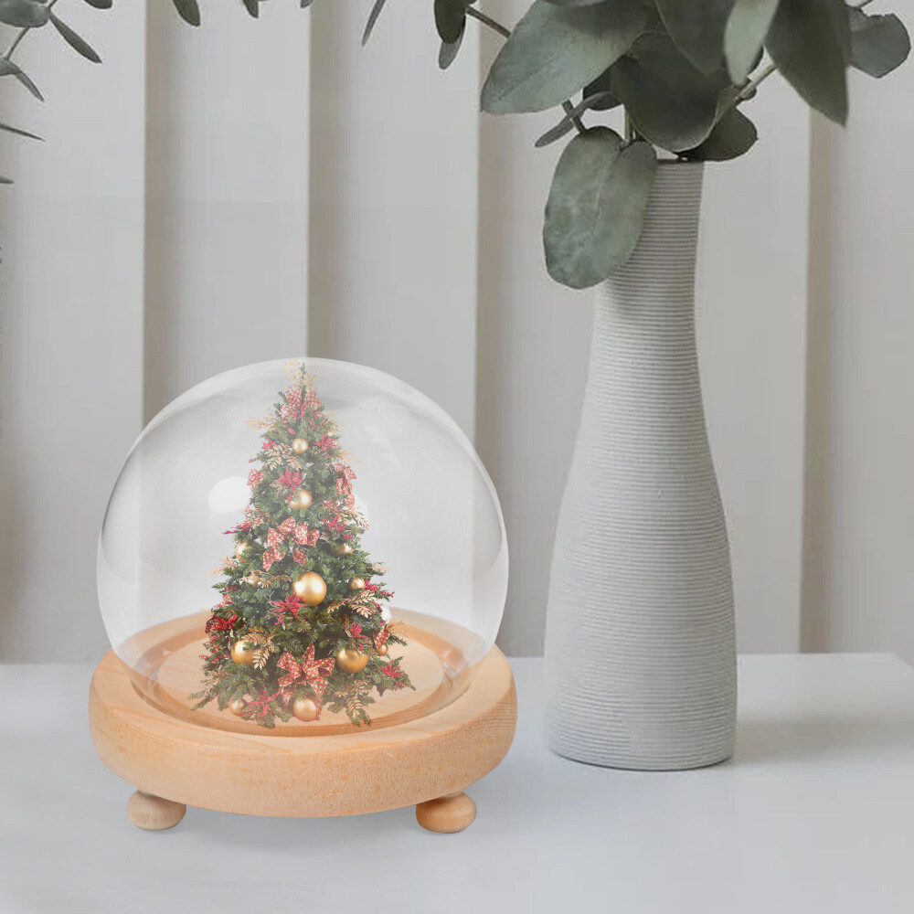 Clear Dome Cloche Handle Cloche Wood Base Glass Plant Dome Cloche Bell Jar