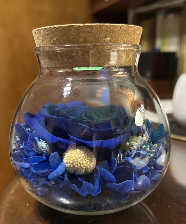 Blue wishing rose/eternal rose with light decoration