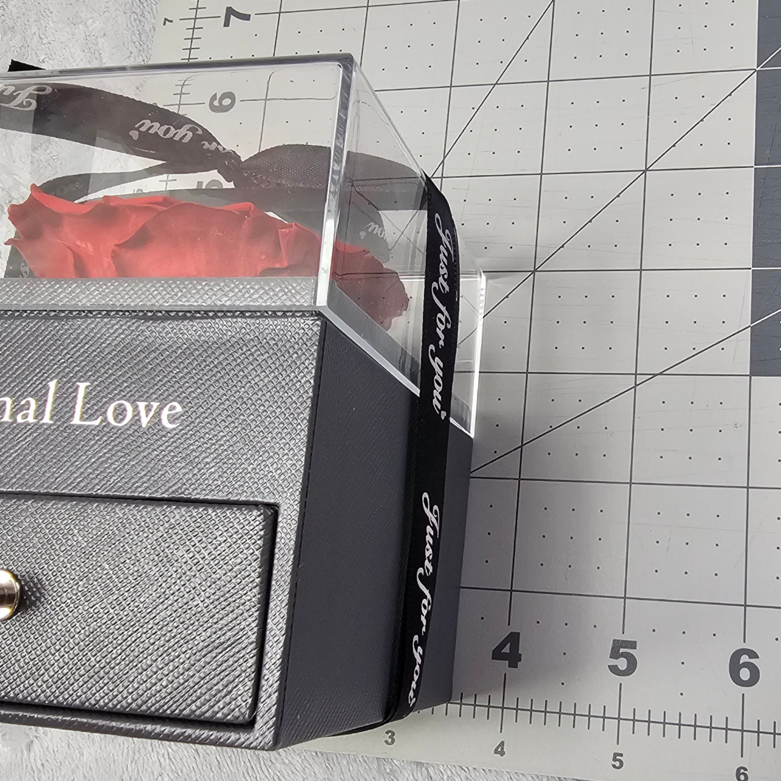 Eternal Love Preserved Real Red Rose Acrylic Gift Box with Drawer Valentine Gift