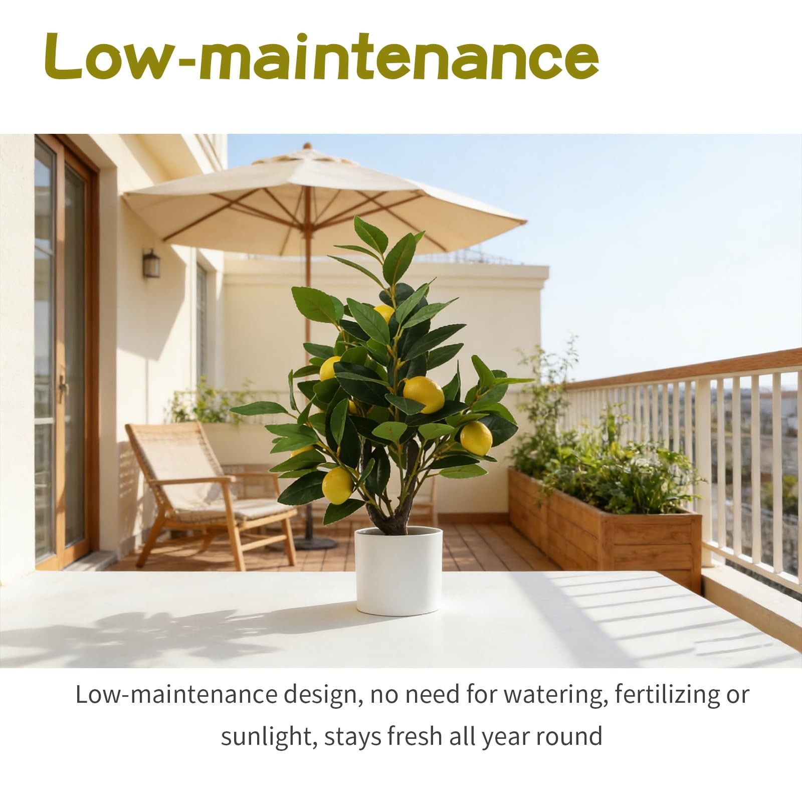 Artificial Lemon Potted Plant, 18″ Indoor Fake Lemon Tree Greenery in Pot Fau…
