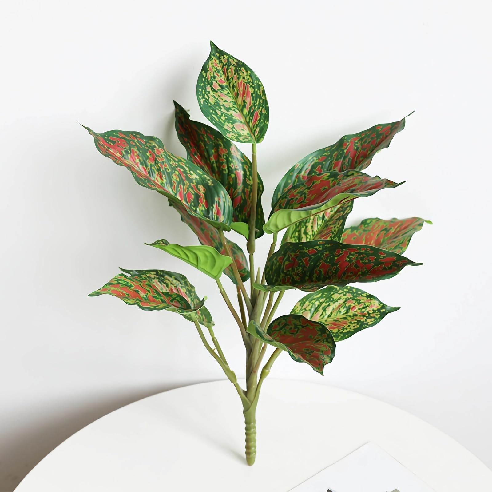 2pcs Artificial Halcyon Hosta Perennial Plants 17″ Faux Variegated Hosta Red …