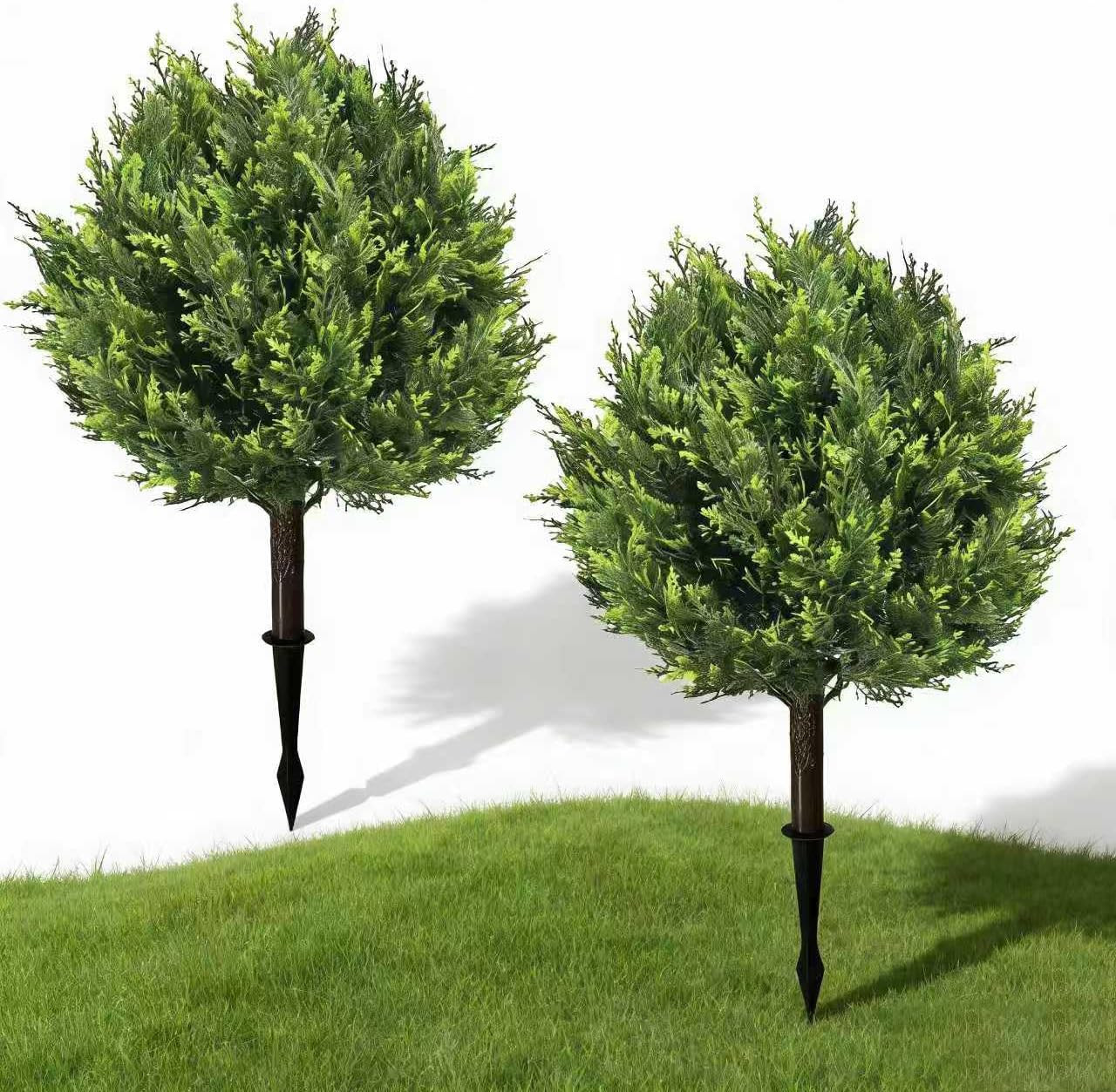 Set of 2 UV Resistant Artificial Cypress Topiary Trees for Indoor/Outdoor Use