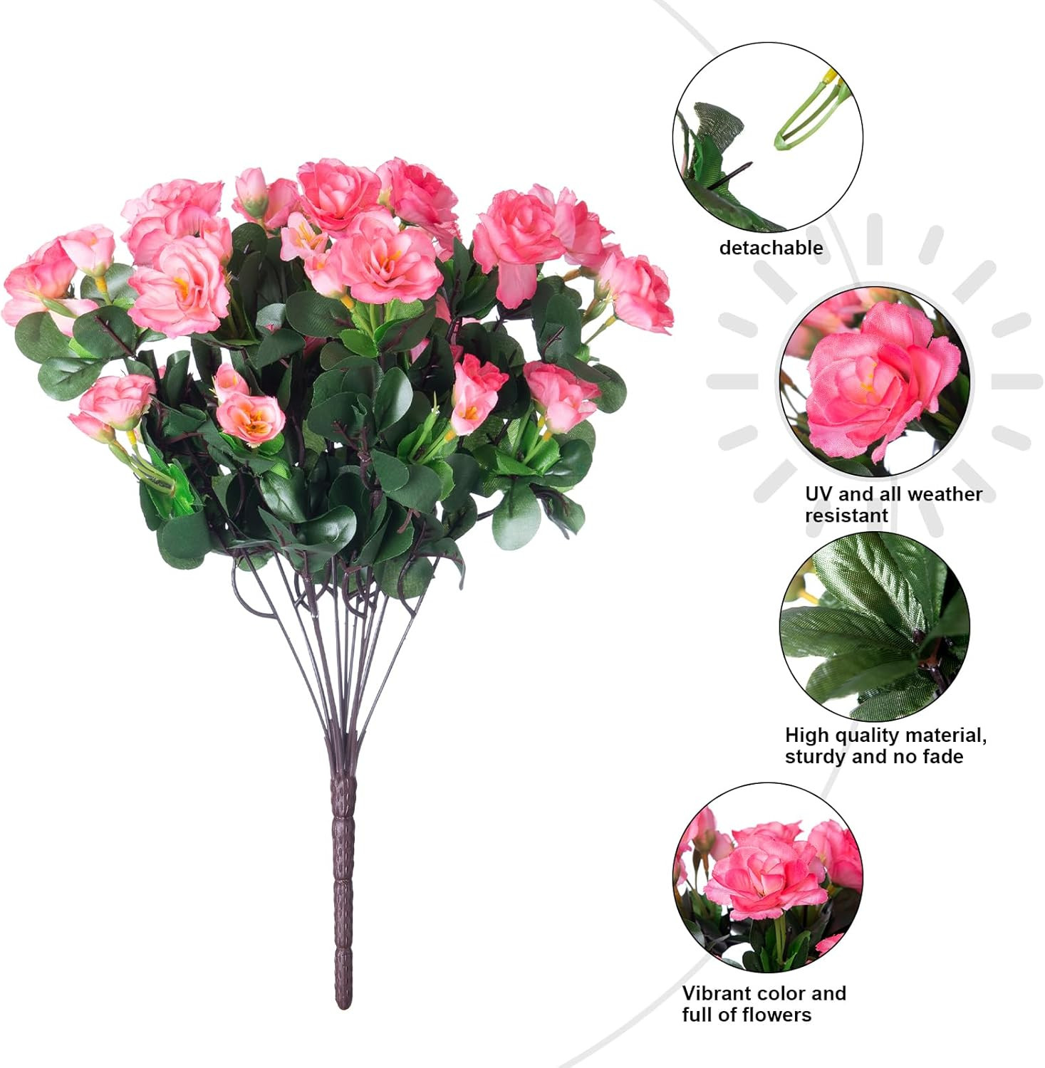 Artificial Faux Flowers Plants for Outdoor outside Spring Decoration, Fake Silk