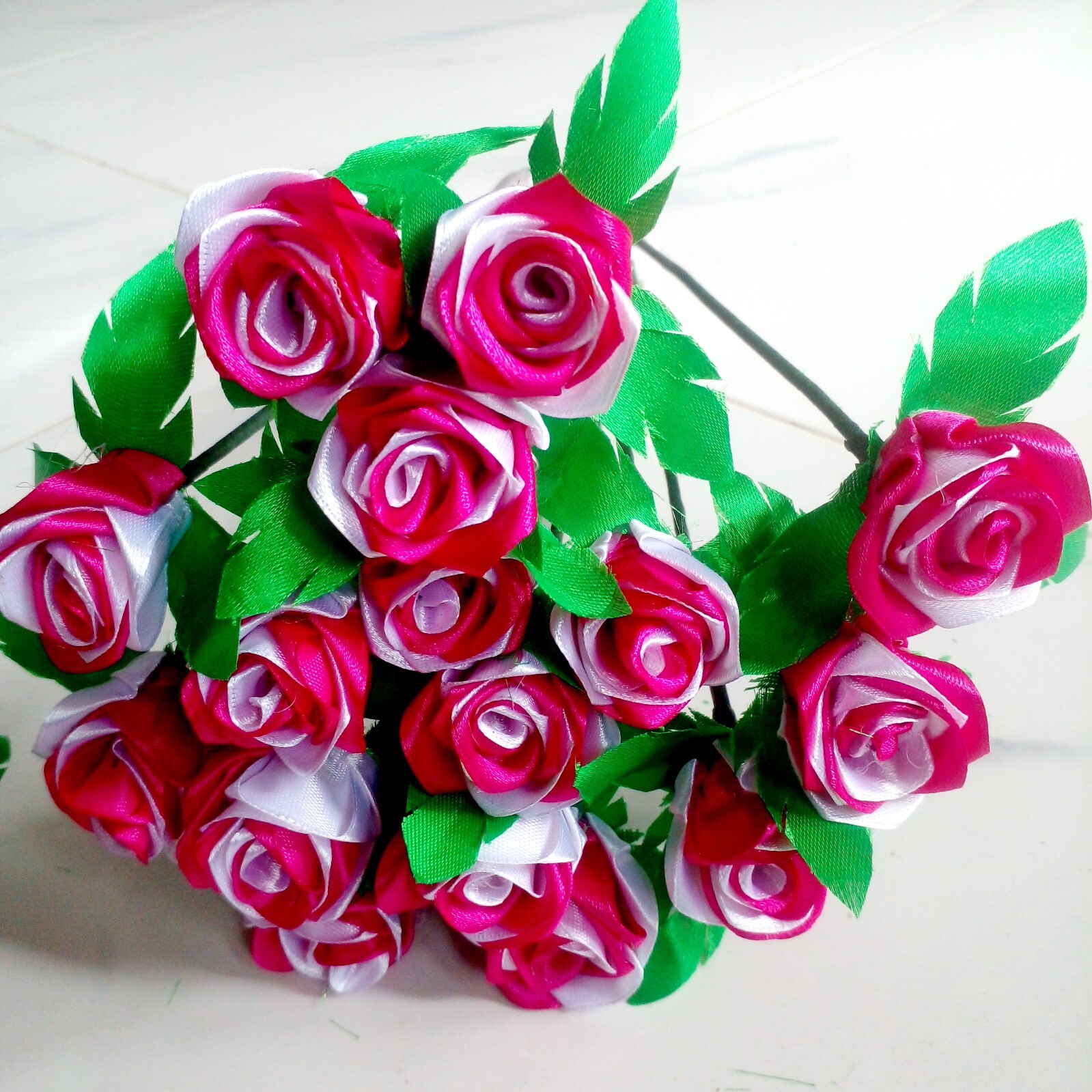 RIBBON ROSE FLOWERS Satin Lot Multicolour DIY Craft Handmade Artificial 5pcs Sti