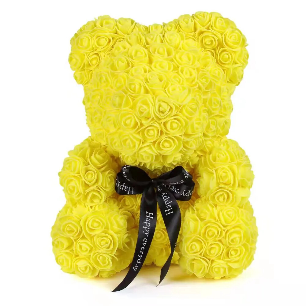 Valentine’s Teddy Bear Gift Set: Artificial Foam Bears with Roses in a Box