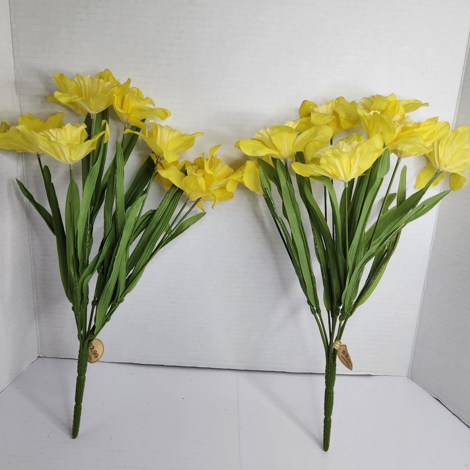 Vintage World Bazaar Faux Daffodil Flowers Rustic Log Watering Can Planter Decor