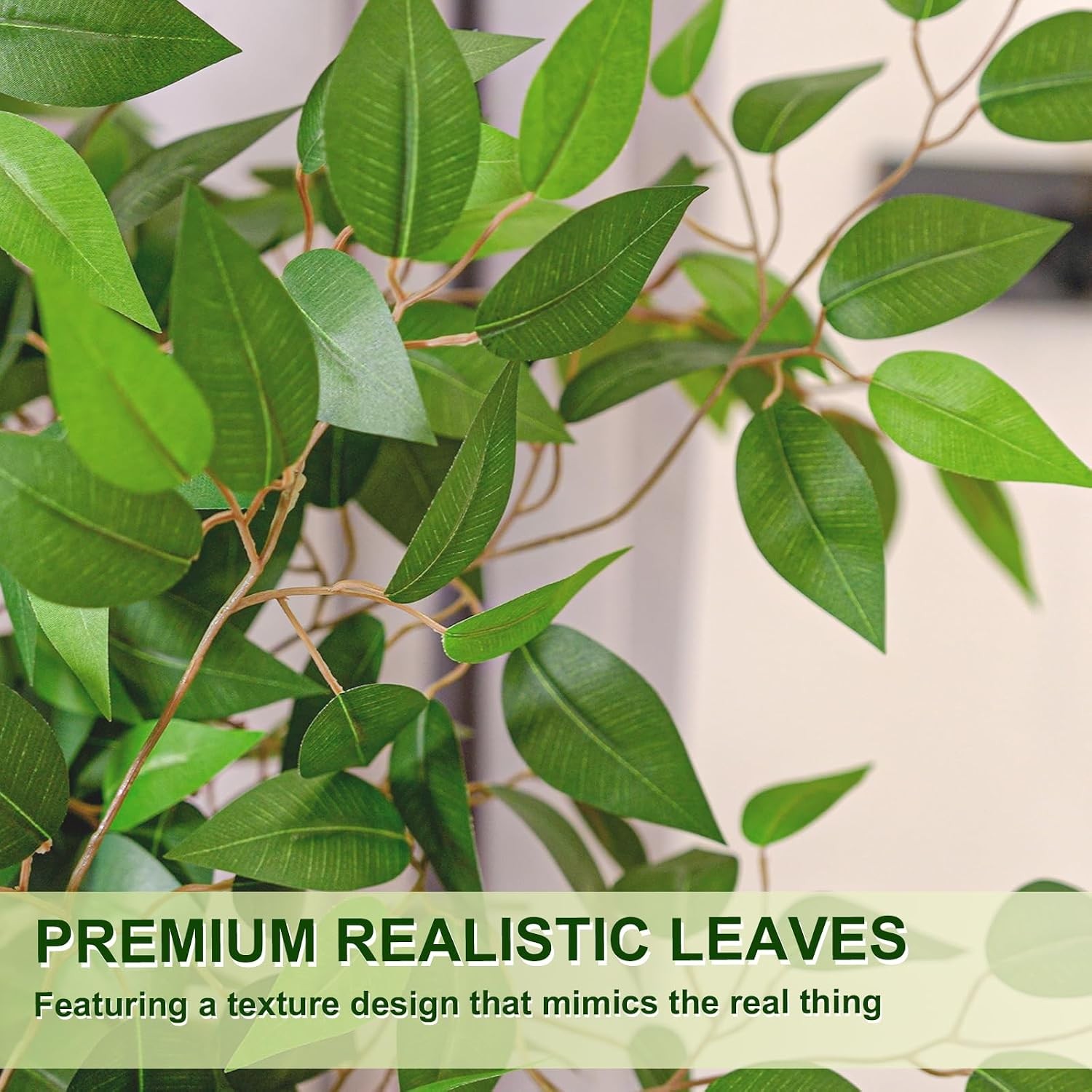 5FT Artificial Ficus Tree W/ White Planter Realistic Faux Silk Indoor Outdoor