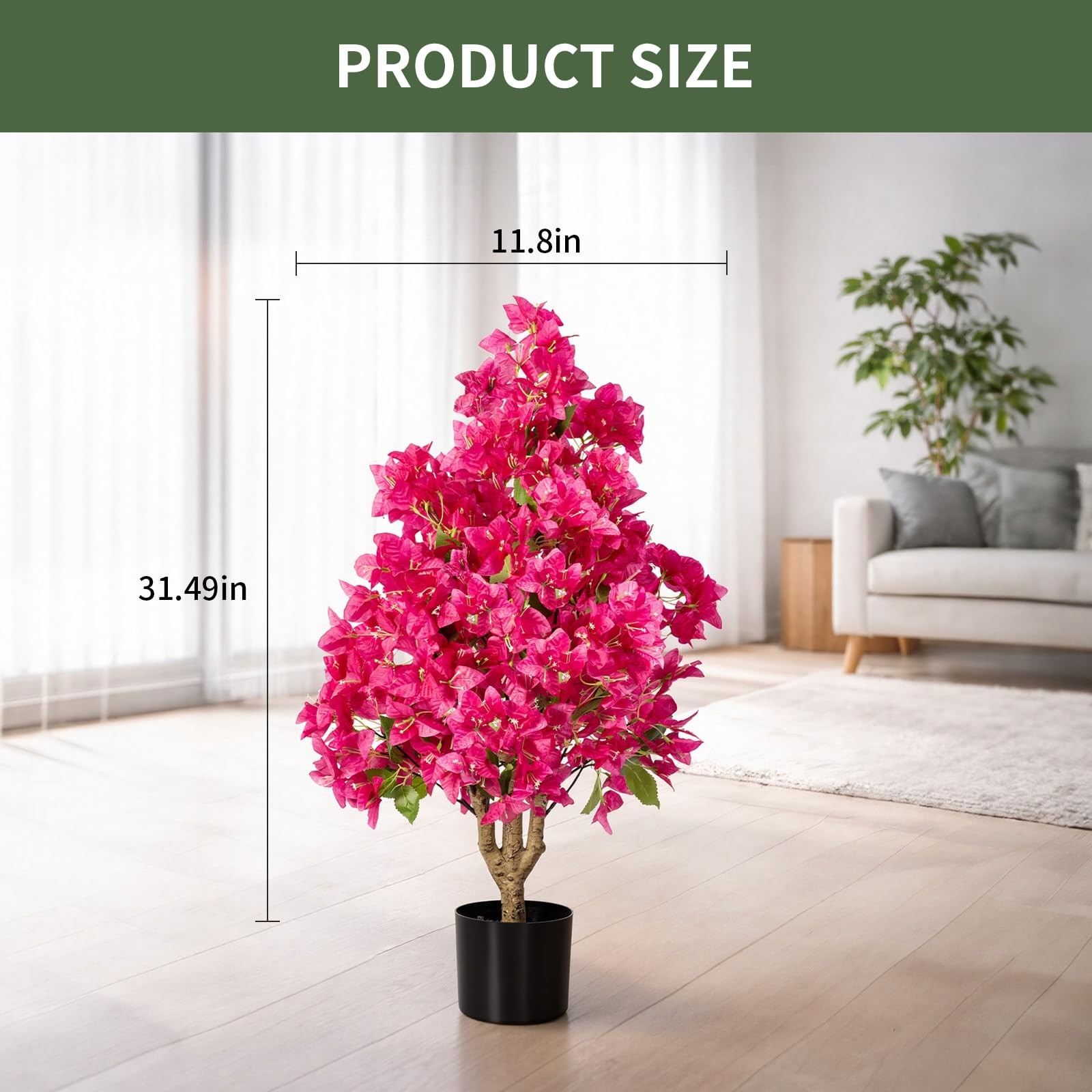 2Pack Artificial Bougainvillea Tree, Faux Silk Floral Tree Bougainvillea Plan…